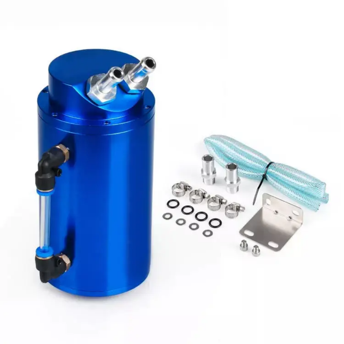 Universal Aluminum Round Car Engine Oil Catch Tank Can Reservoir Breather Kit oil catch can