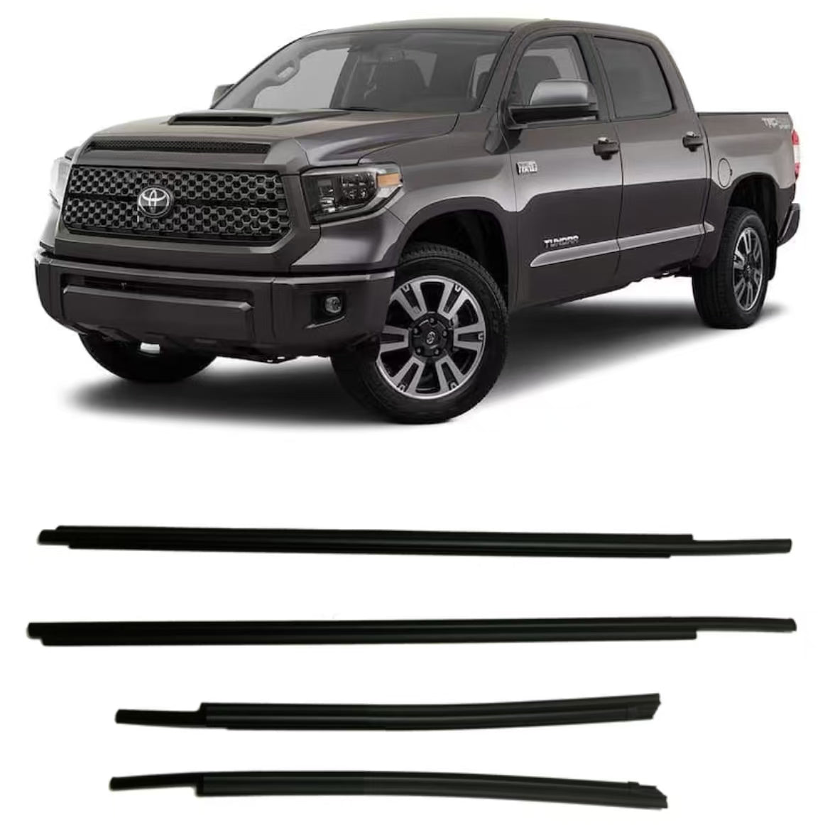 4Pcs Car Window Weatherstrip Black For Toyota Tundra DCB 2007-2021 Car Weatherstrip Window Moulding Trim weatherstrip