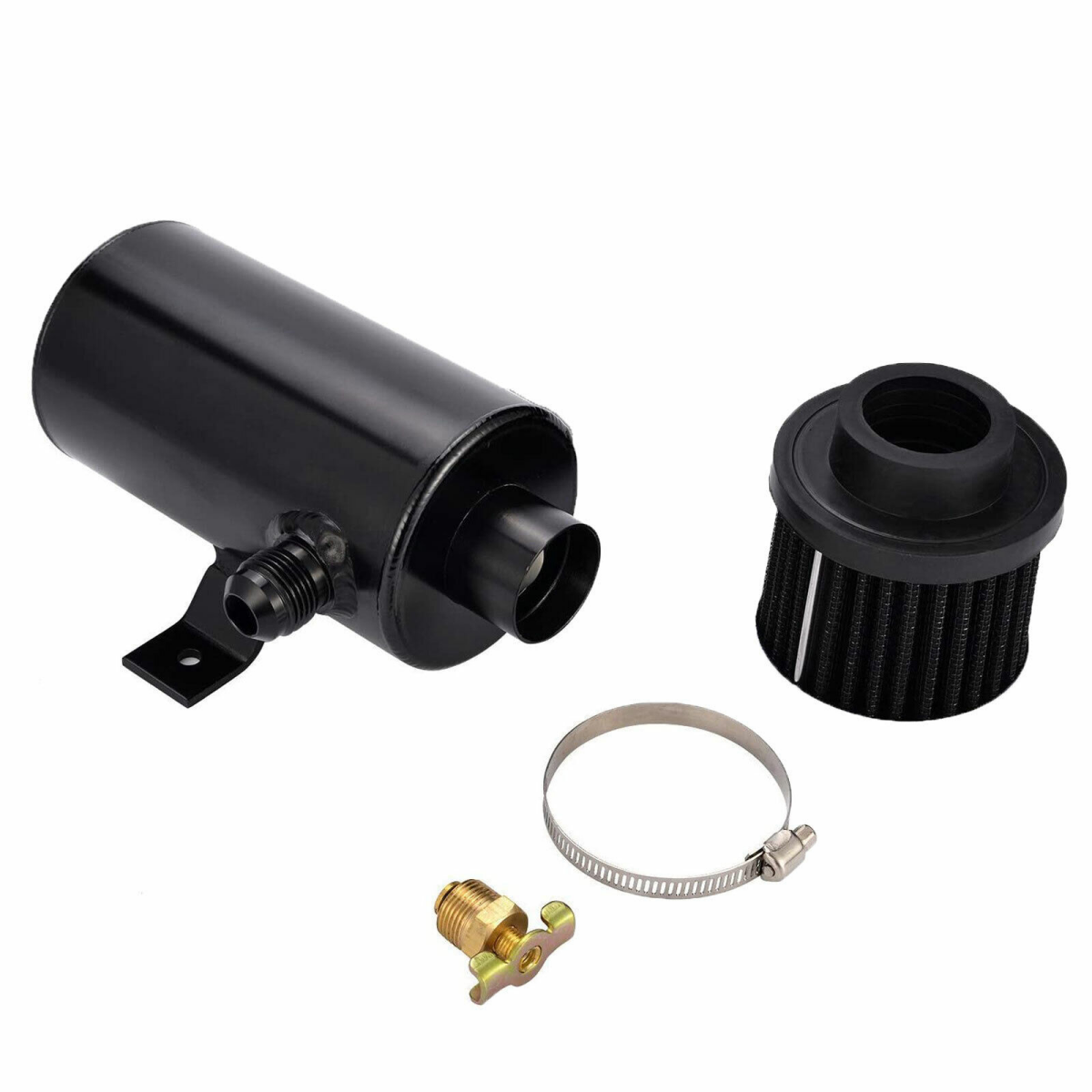 750ML Aluminum Baffled Oil Catch Can Breather Can With Drain Valve W/Filter 2 Ports 10AN Oil Coolant Fuel Overflow Tank oil catch can