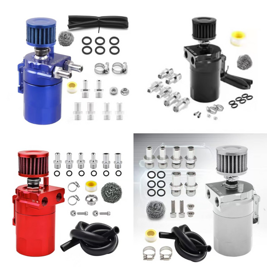 Universal Car Oil Catch Can Kit Reservoir Tank 300ml With Breather 3/8" BLUE Aluminum oil catch can
