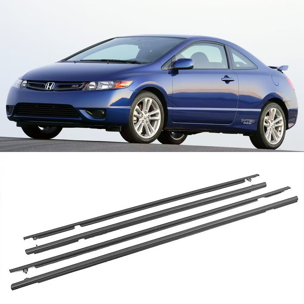 4Pcs Car Window Weatherstrip For Honda civic 2006-2011 Car Weatherstrip Window Moulding Trim 72450-SNA-A01 72410-SNA-A01 72950-SNA-A01 72910-SNA-A01 weatherstrip
