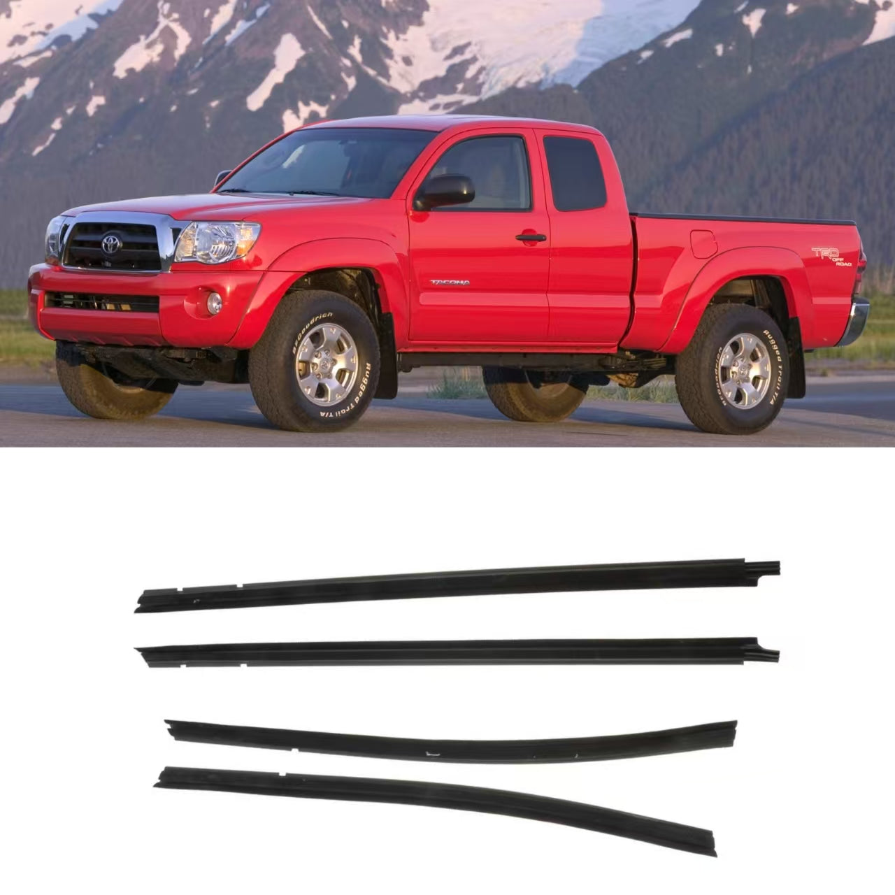 4Pcs Car Window Weatherstrip Black For Toyota Tacoma Double Cab 2005-2015 Car Weatherstrip Window Moulding Trim 68161-04050 68162-04050 68163-04020 68164-04020 weatherstrip