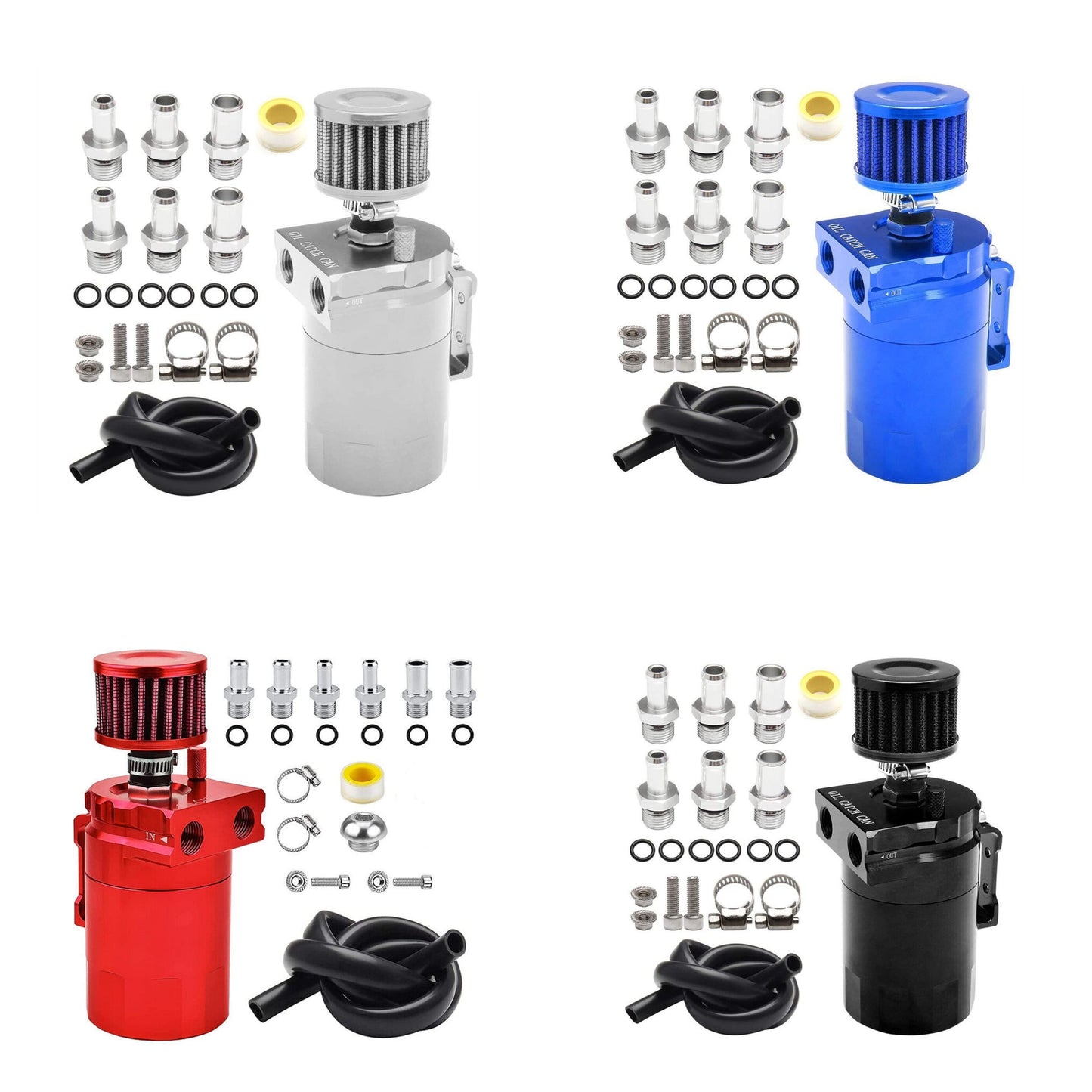 Universal Car Oil Catch Can Kit Reservoir Tank 300ml With Breather 3/8" Black Aluminum oil catch can