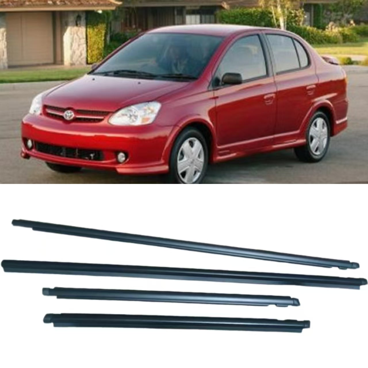 4Pcs Car Window Weatherstrip Black For Toyota yaris / echo 2000-2005 Car Weatherstrip Window Moulding Trim 68210-52020 weatherstrip