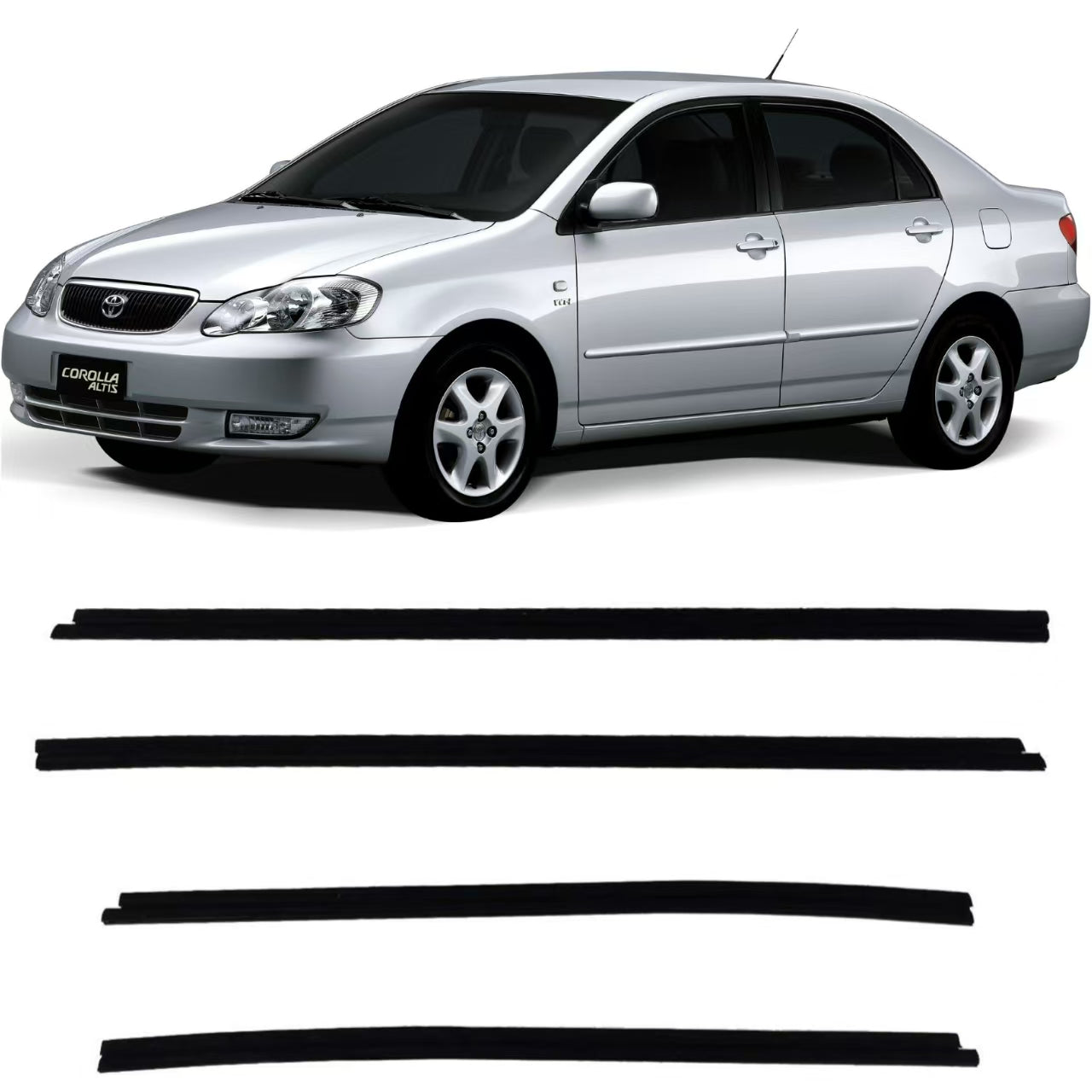 4Pcs Car Window Weatherstrip Inner Black For Toyota Corolla 2003-2007 Car Weatherstrip Window Moulding Trim weatherstrip