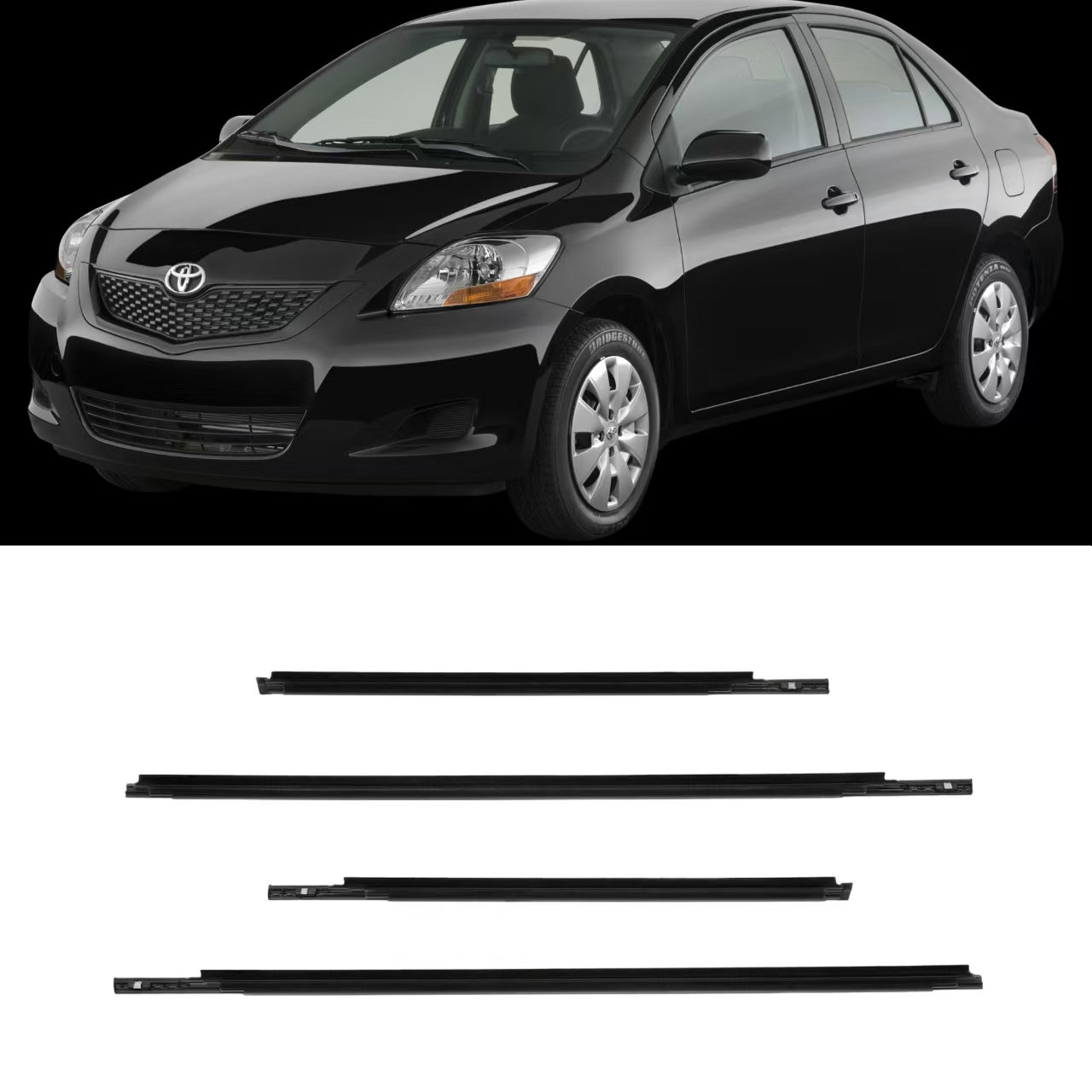 4Pcs Car Window Weatherstrip Black For Toyota Yaris 2005-2010 hatchback Car Weatherstrip Window Moulding Trim weatherstrip