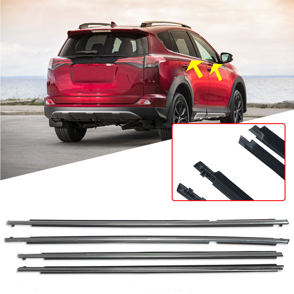 4Pcs Car Window Weatherstrip Chrome For Toyota RAV4 13-18 Car Weatherstrip Window Moulding Trim 75740-0R040 75730-0R040 75720-0R040 75710-0R040 weatherstrip