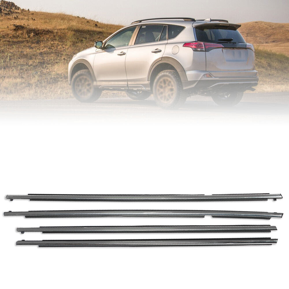 4Pcs Car Window Weatherstrip Chrome For Toyota RAV4 13-18 Car Weatherstrip Window Moulding Trim 75740-0R040 75730-0R040 75720-0R040 75710-0R040 weatherstrip