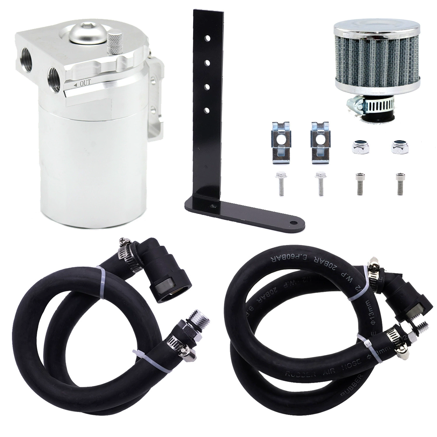 Oil Catch Can Aluminum Air Oil Separator with L-Bracket Catch Tank For Ford F150 5.0L 2.7L Raptor Expedition Ecoboost 3.5L oil catch can