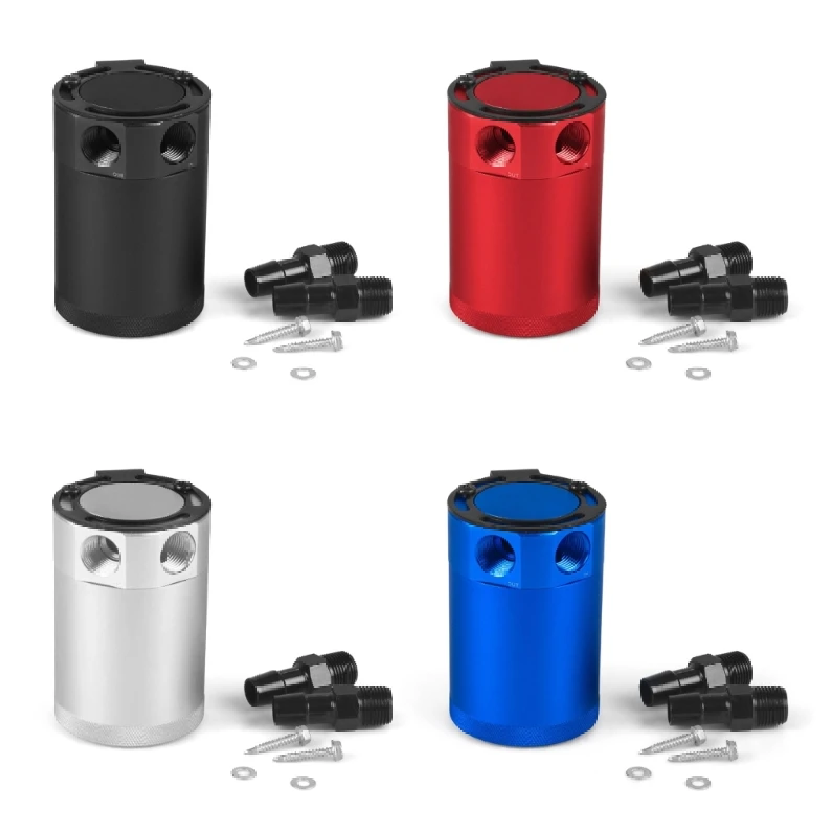 Universal 3/8" NPT 2-Port Oil Catch Can With Baffle Petrol Diesel Turbo Tank Reservoir oil catch can