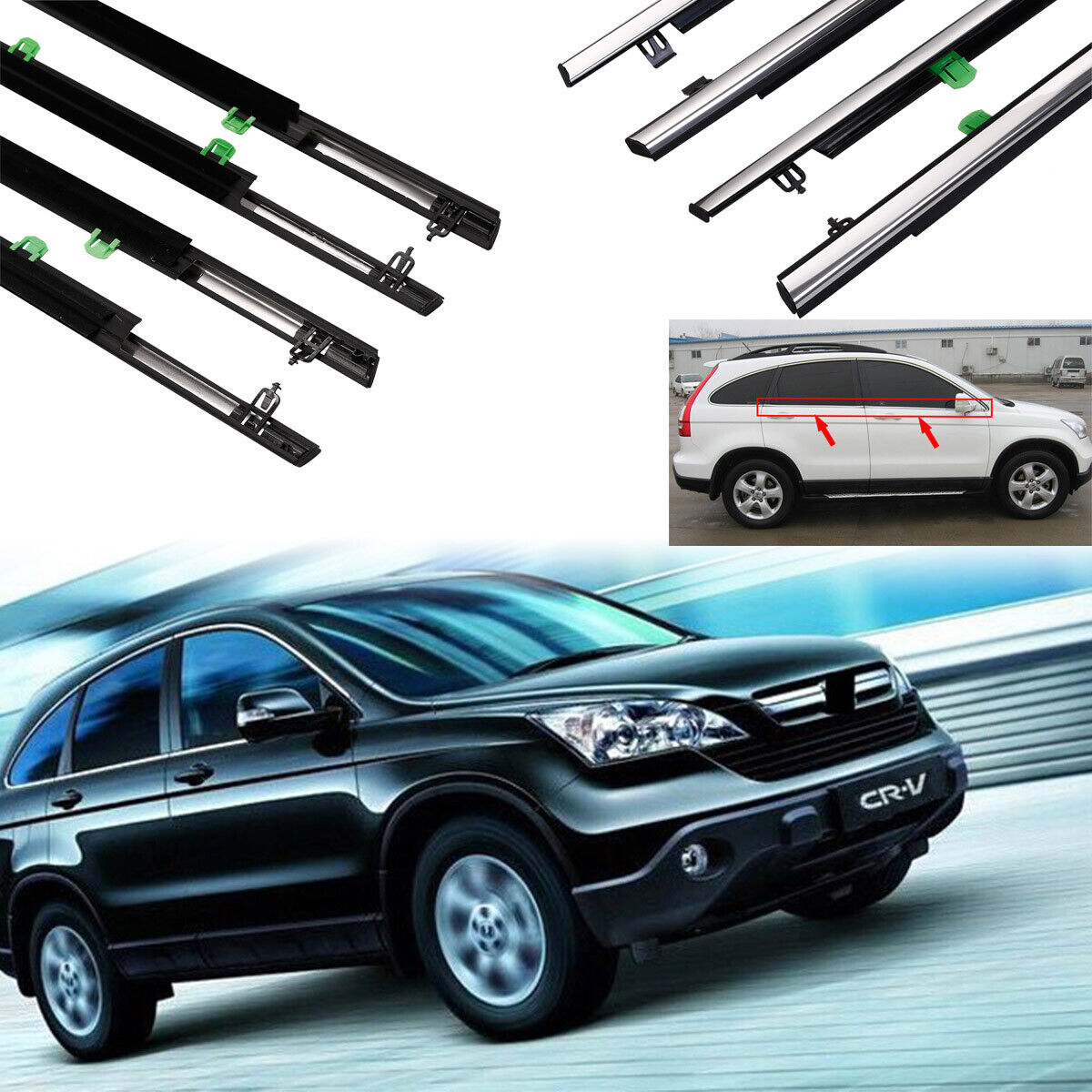 4Pcs Car Window Weatherstrip Black For Honda CRV 2007-2011 Car Weatherstrip Window Moulding Trim 72450-SWA-A01 72410-SWA-A01 72950-SWA-A01 72910-SWA-A01 weatherstrip