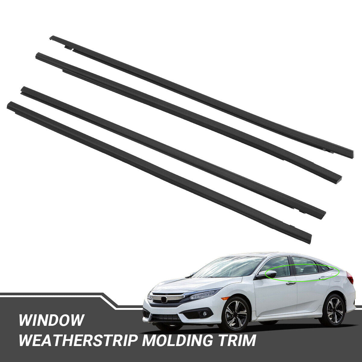 4Pcs Car Window Weatherstrip For Honda civic 2016-2019 Car Weatherstrip Window Moulding Trim 72450-TBA-A01 72410-TBA-A01 72950-TBA-A01 72910-TBA-A01 weatherstrip