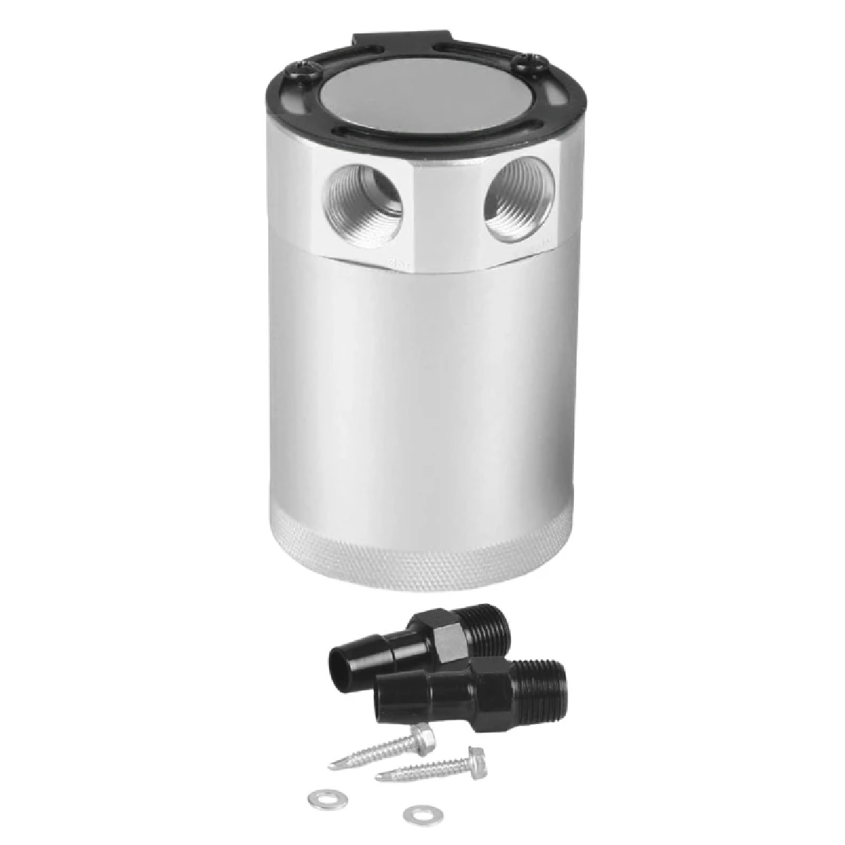 Universal 3/8" NPT 2-Port Oil Catch Can With Baffle Petrol Diesel Turbo Tank Reservoir oil catch can