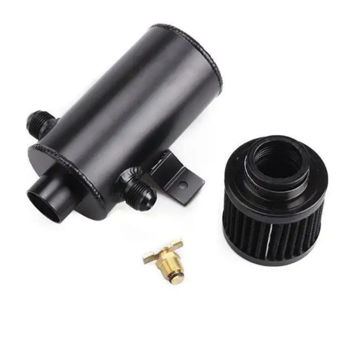 750ML Aluminum Baffled Oil Catch Can Breather Can With Drain Valve W/Filter 2 Ports 10AN Oil Coolant Fuel Overflow Tank oil catch can