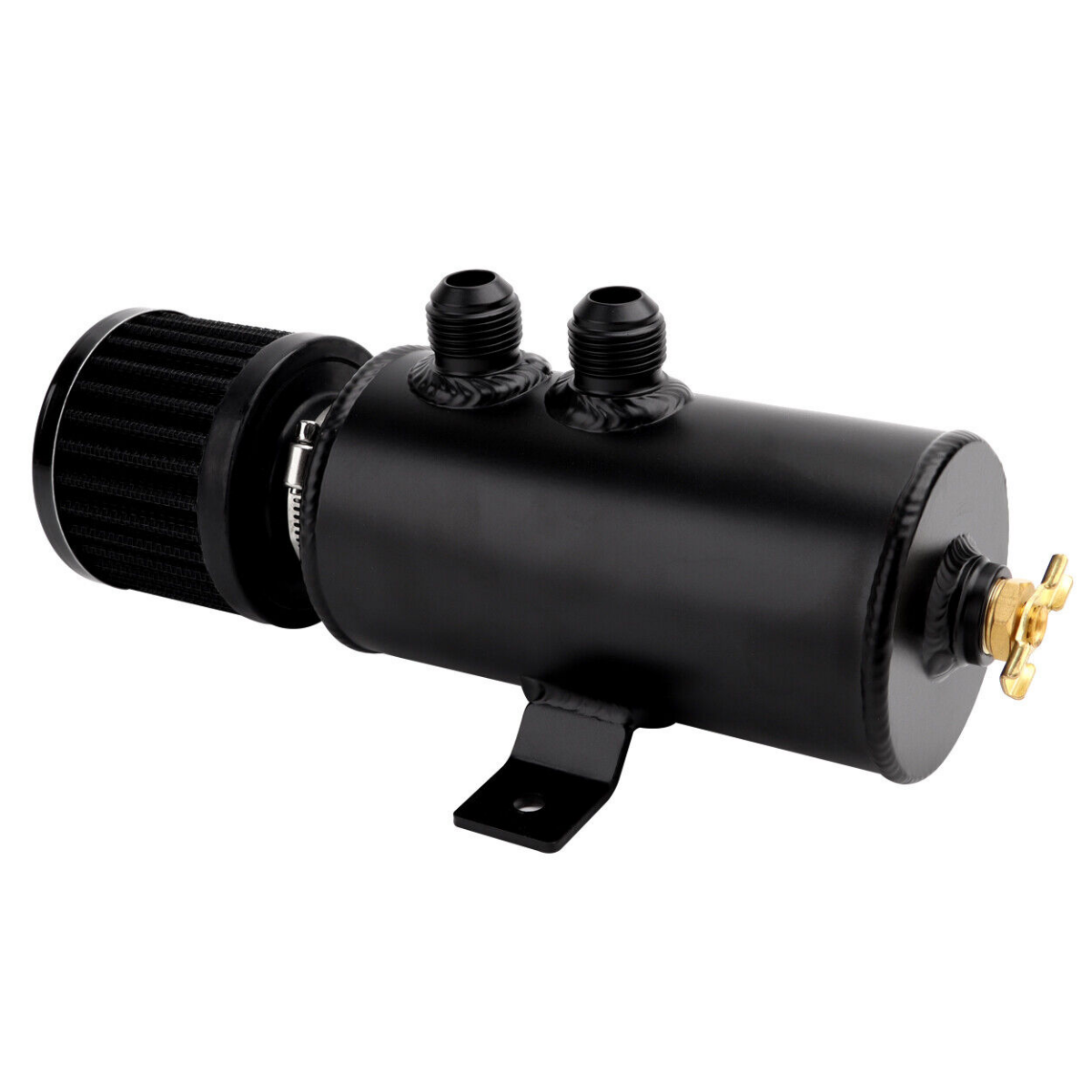 Black Aluminum 10AN Oil Catch Can Reservoir Tank +Breather Filter Baffled Kit oil catch can