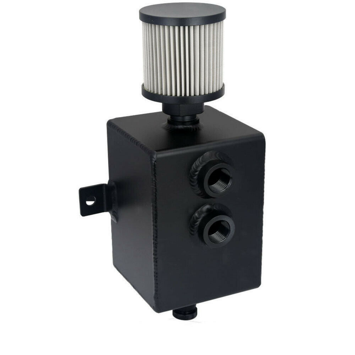 Black Aluminum 2L Engine Oil Catch Can Tank AN10 W/ Breather & Drain Tap Baffled oil catch can