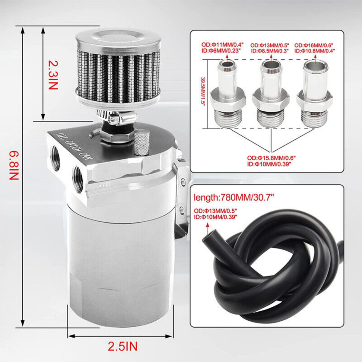 Universal Car Oil Catch Can Kit Reservoir Tank 300ml With Breather 3/8" BLUE Aluminum oil catch can