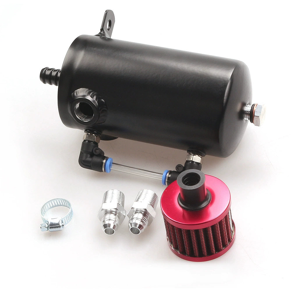 Universal 0.5L Aluminum Car Oil Catch Tank Can Reservoir Breather Air Filter oil catch can