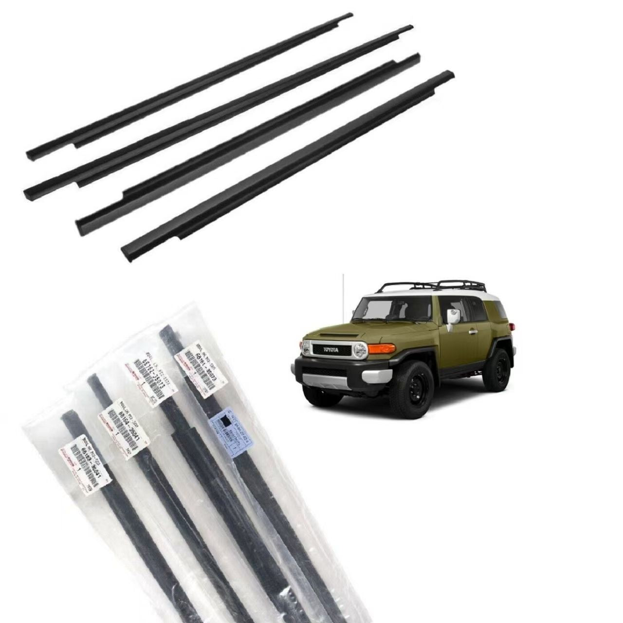 4Pcs Car Window Weatherstrip Black For Toyota FJ 2021 Car Weatherstrip Window Moulding Trim weatherstrip