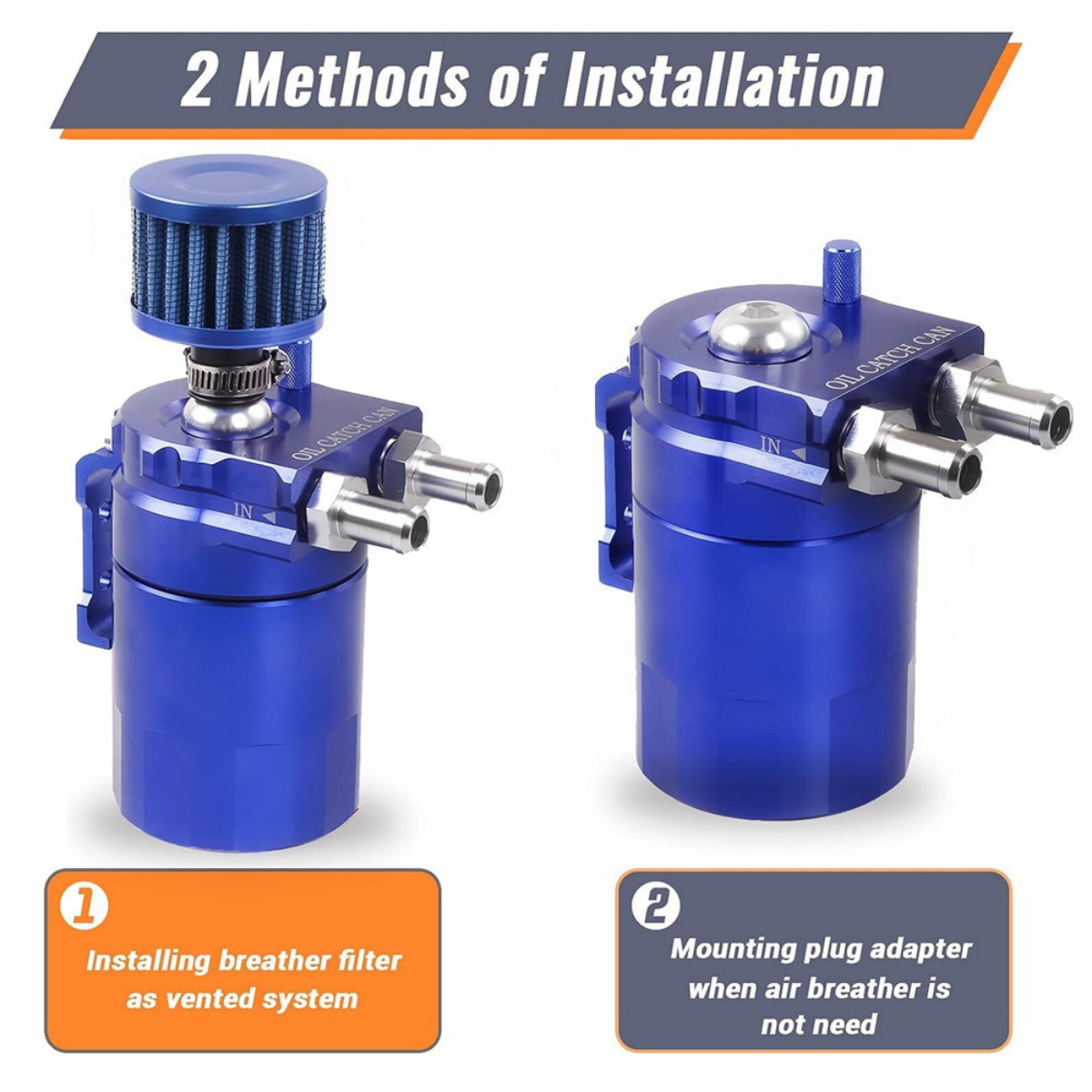 Universal Car Oil Catch Can Kit Reservoir Tank 300ml With Breather 3/8" BLUE Aluminum oil catch can