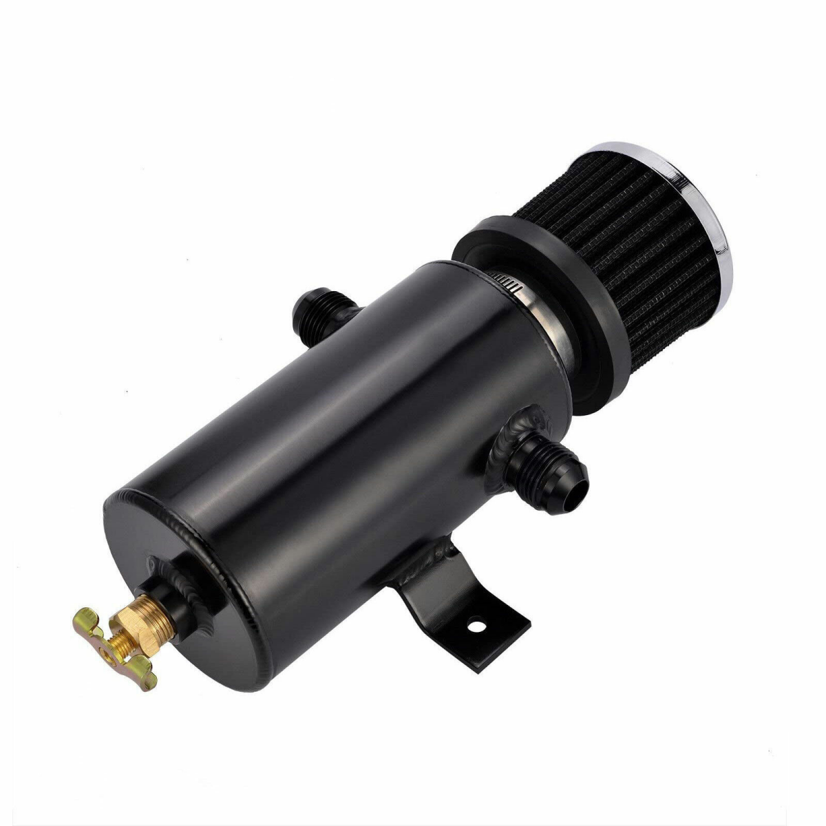750ML Aluminum Baffled Oil Catch Can Breather Can With Drain Valve W/Filter 2 Ports 10AN Oil Coolant Fuel Overflow Tank oil catch can
