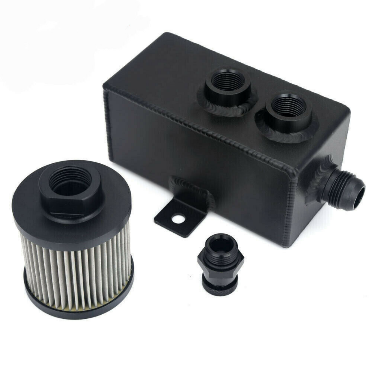Universal Aluminum 1L Oil Catch Can Reservoir Tank + Breather Filter baffled oil catch can