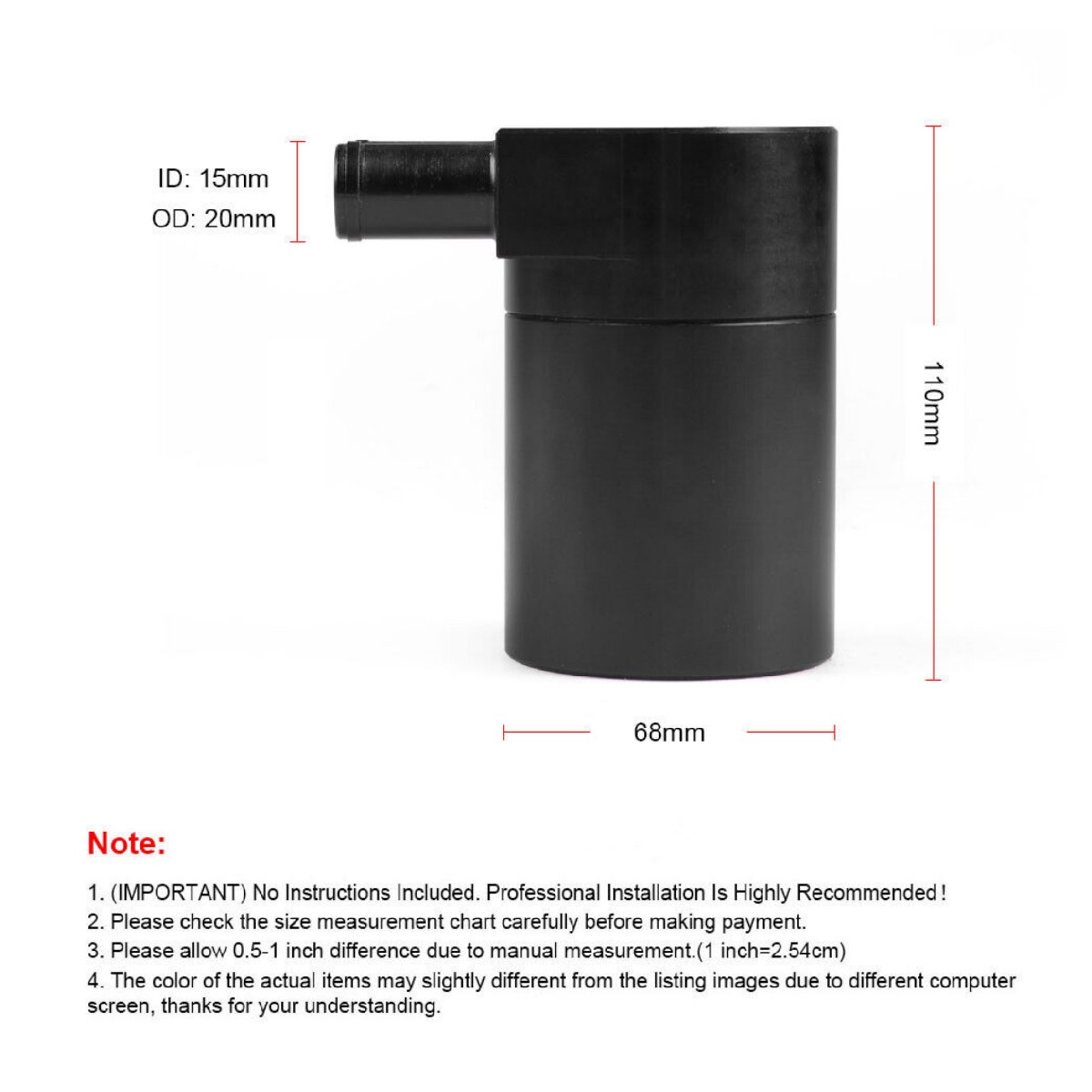 Billet Aluminum Oil Catch Can Tank Bottle Baffled For BMW N54 335i 535i Black oil catch can