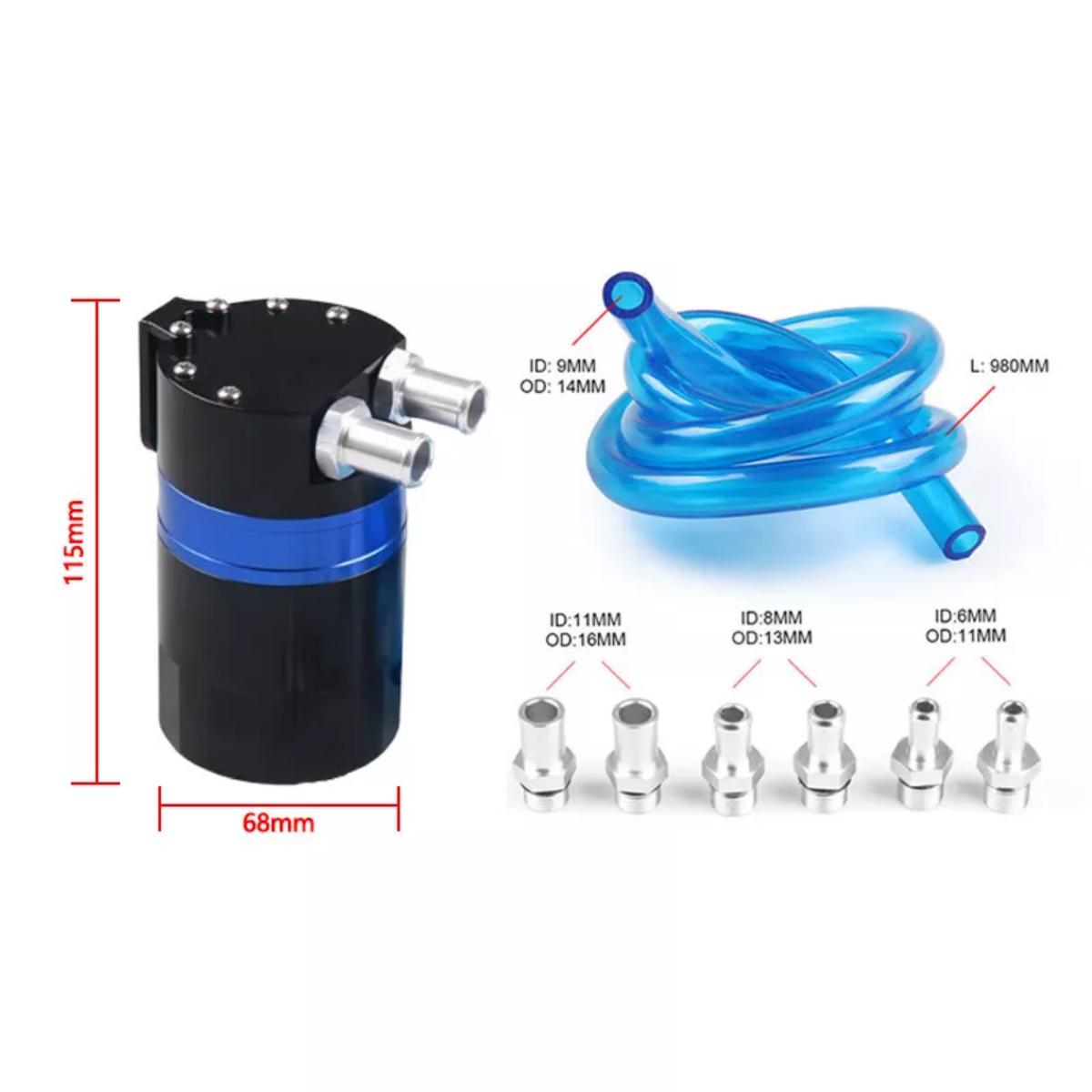Aluminum Universal Oil Catch Can Kit Reservoir Polish Baffled Oil CatchTank oil catch can