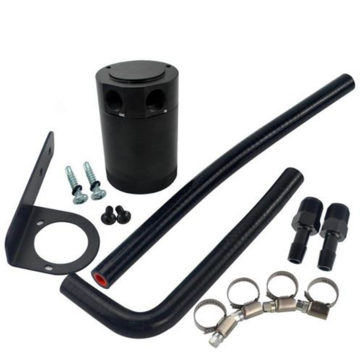 2 Ports Oil Catch Can Tank Air-Oil Separator Kit with Hose Bracket For HONDA CIVIC 16-17 oil catch can