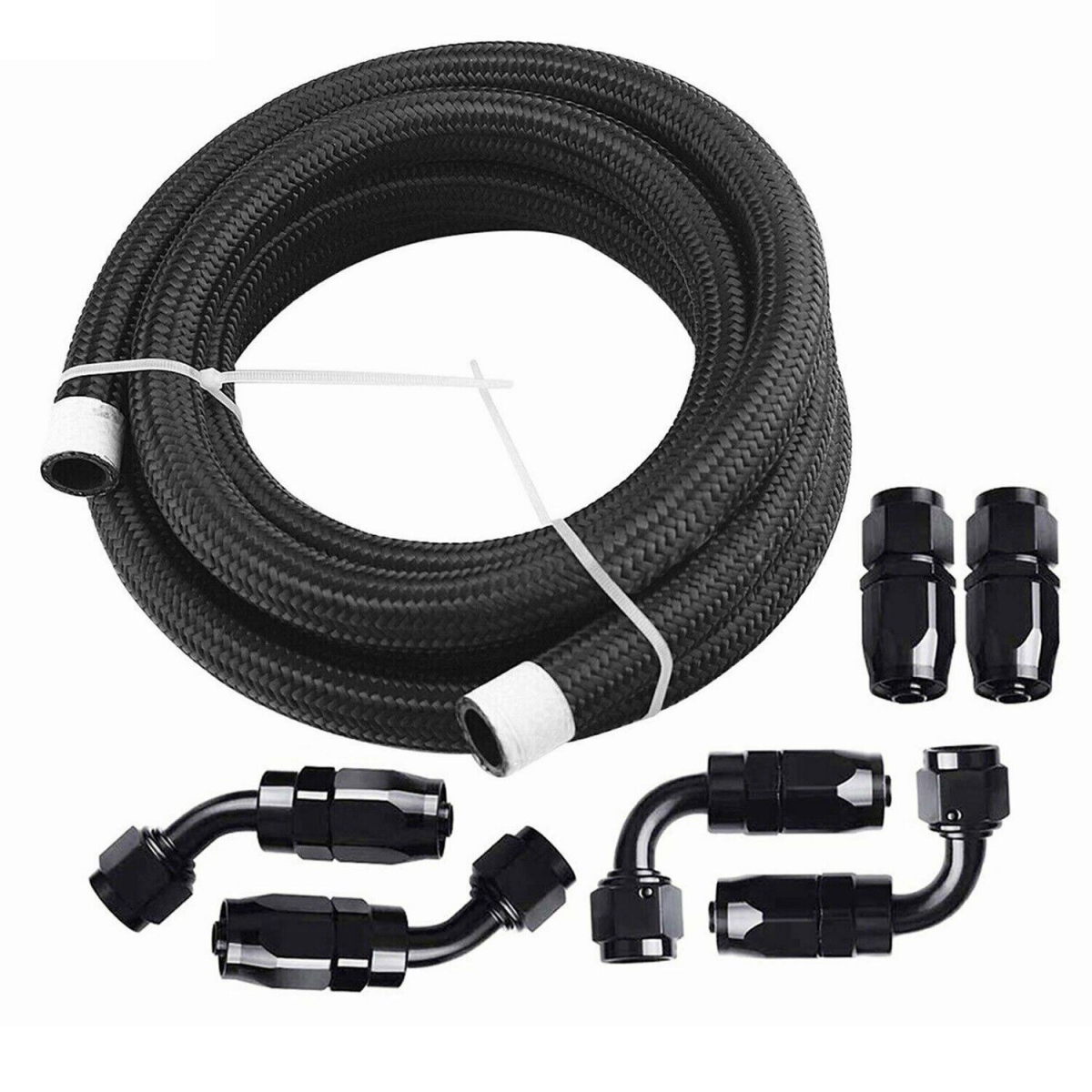 10AN Baffled Oil Catch Can Breather Can with Drain Valve Bundle with 3m 10AN 5/8'' Nylon Braided CPE Oil Gas Fuel Line Hose End Fittings Kit oil catch can