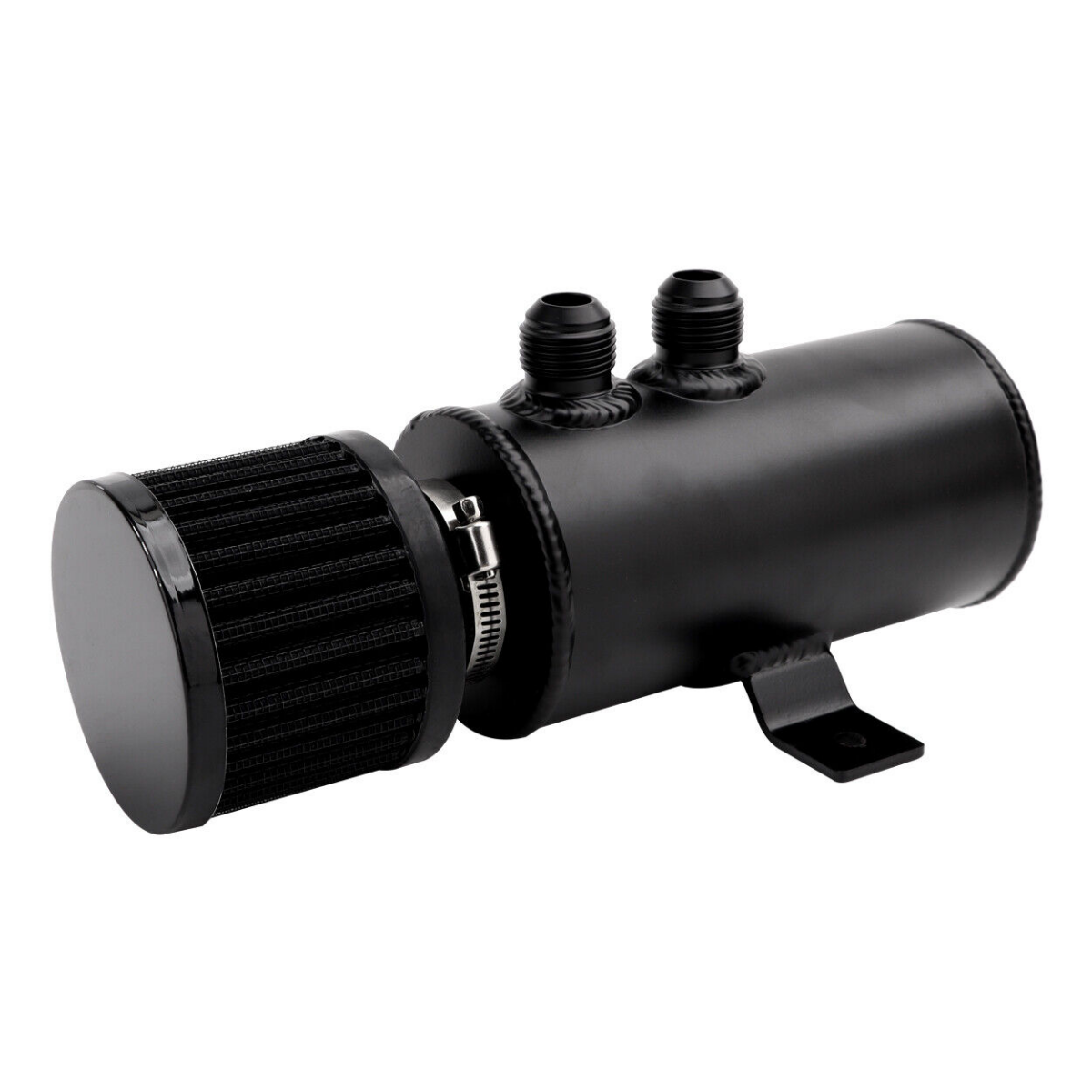 Black Aluminum 10AN Oil Catch Can Reservoir Tank +Breather Filter Baffled Kit oil catch can
