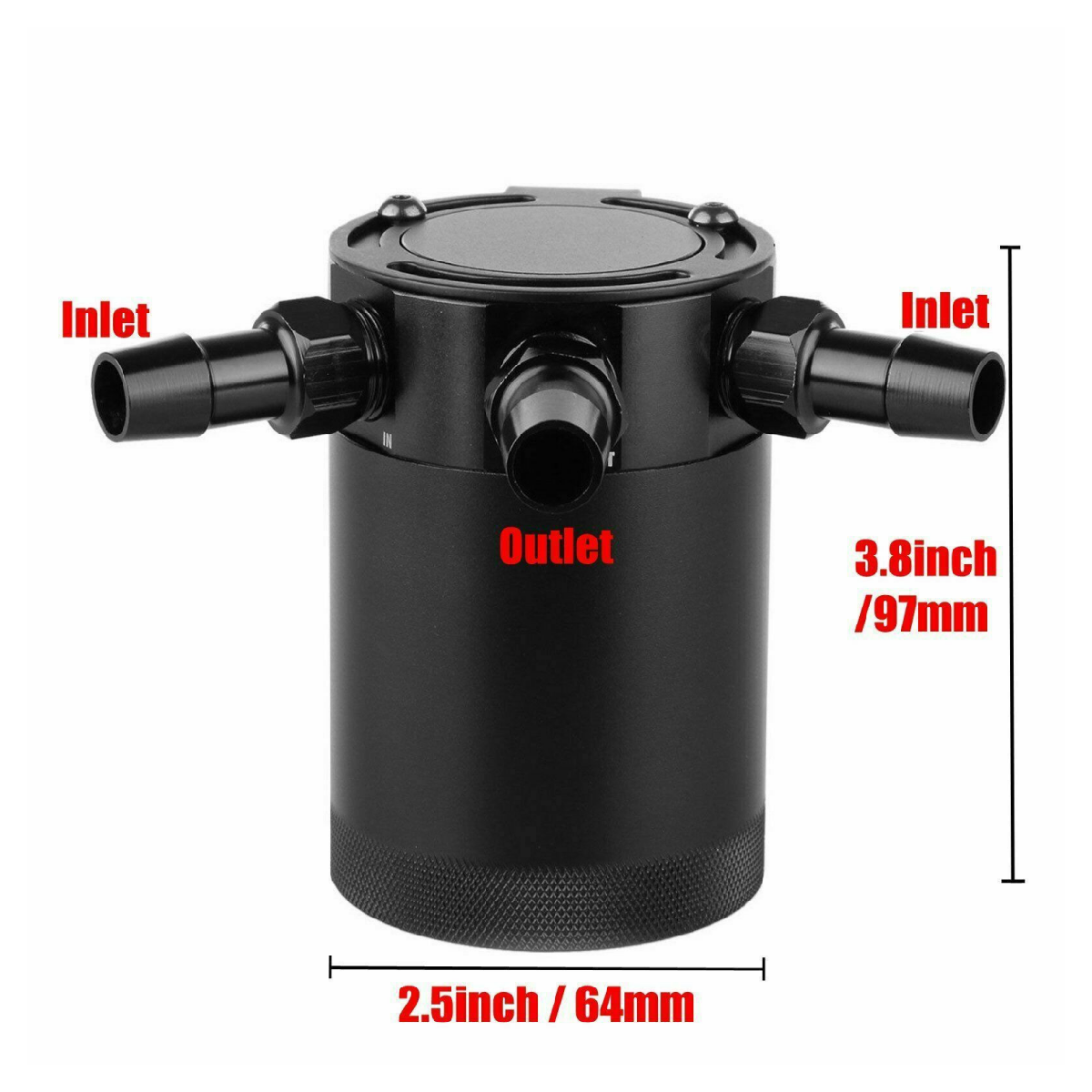 Racing Aluminum 3-Port Oil Catch Can Tank Reservoir Breather Filter Drain Valve oil catch can