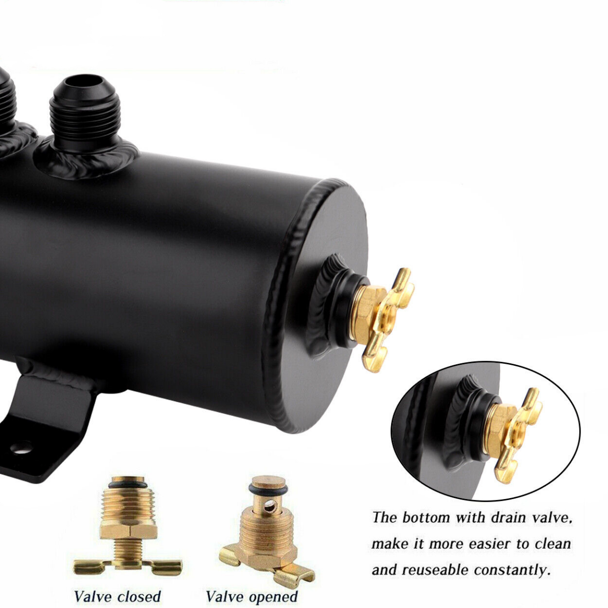 Black Aluminum 10AN Oil Catch Can Reservoir Tank +Breather Filter Baffled Kit oil catch can