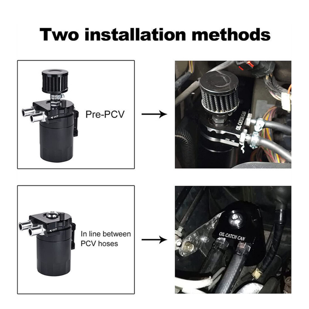 Universal Car Oil Catch Can Kit Reservoir Tank 300ml With Breather 3/8" BLACK Aluminum oil catch can