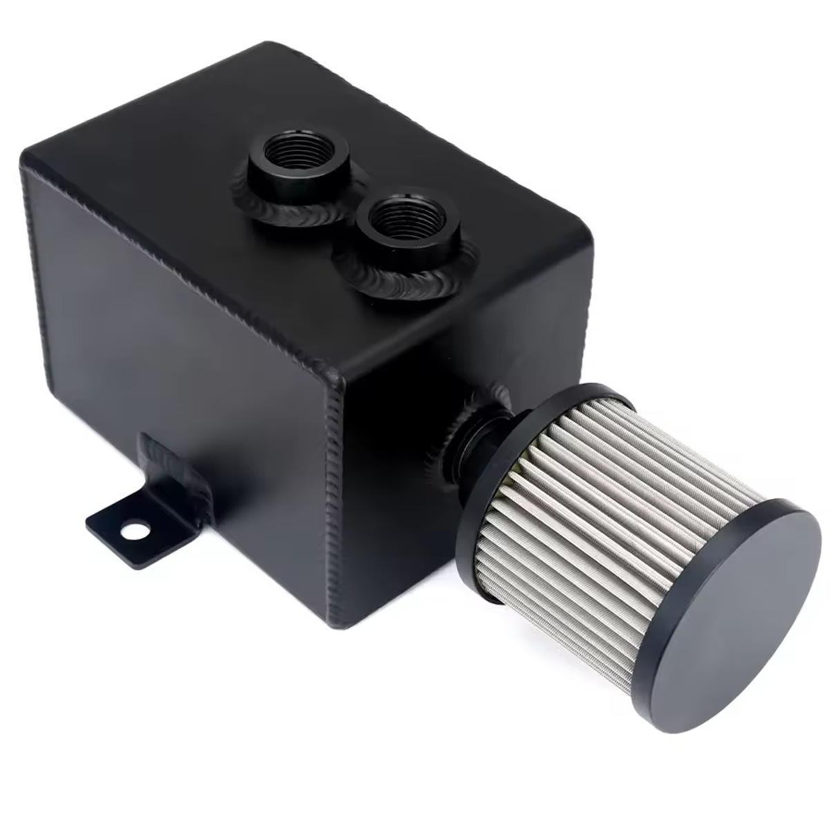 Black Aluminum 2L Engine Oil Catch Can Tank AN10 W/ Breather & Drain Tap Baffled oil catch can