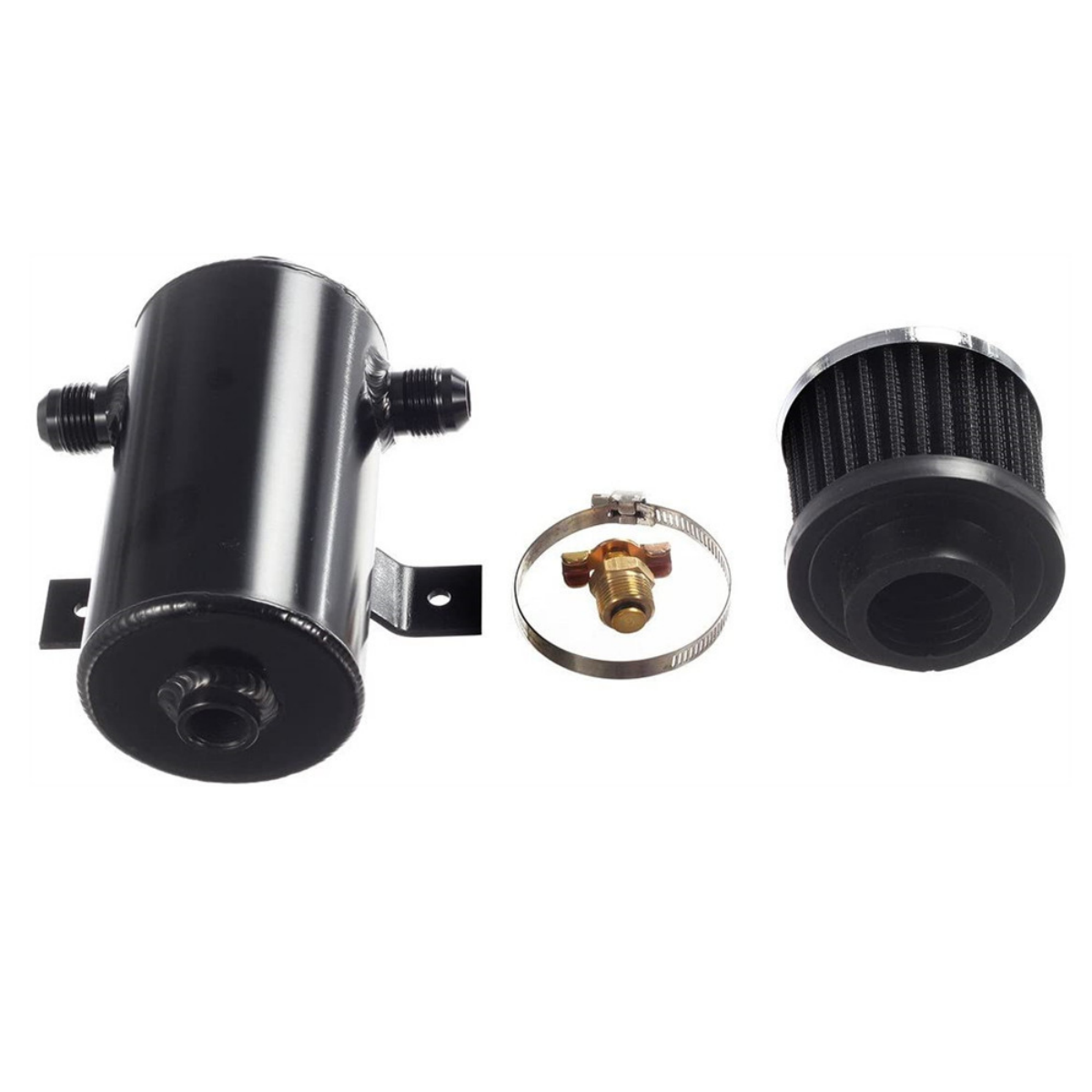 750ML Aluminum Baffled Oil Catch Can Breather Can With Drain Valve W/Filter 2 Ports 10AN Oil Coolant Fuel Overflow Tank oil catch can