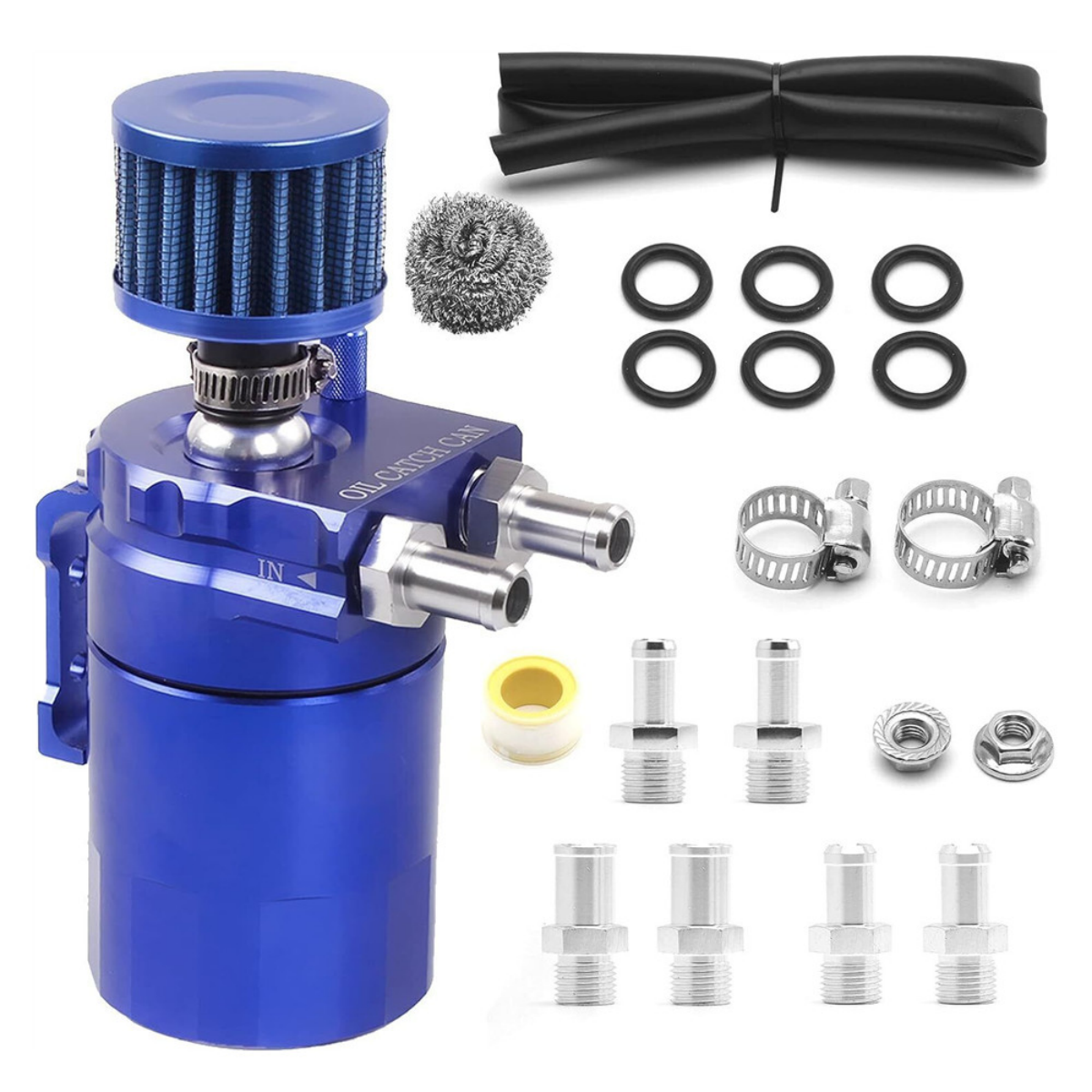 Universal Car Oil Catch Can Kit Reservoir Tank 300ml With Breather 3/8" BLUE Aluminum oil catch can