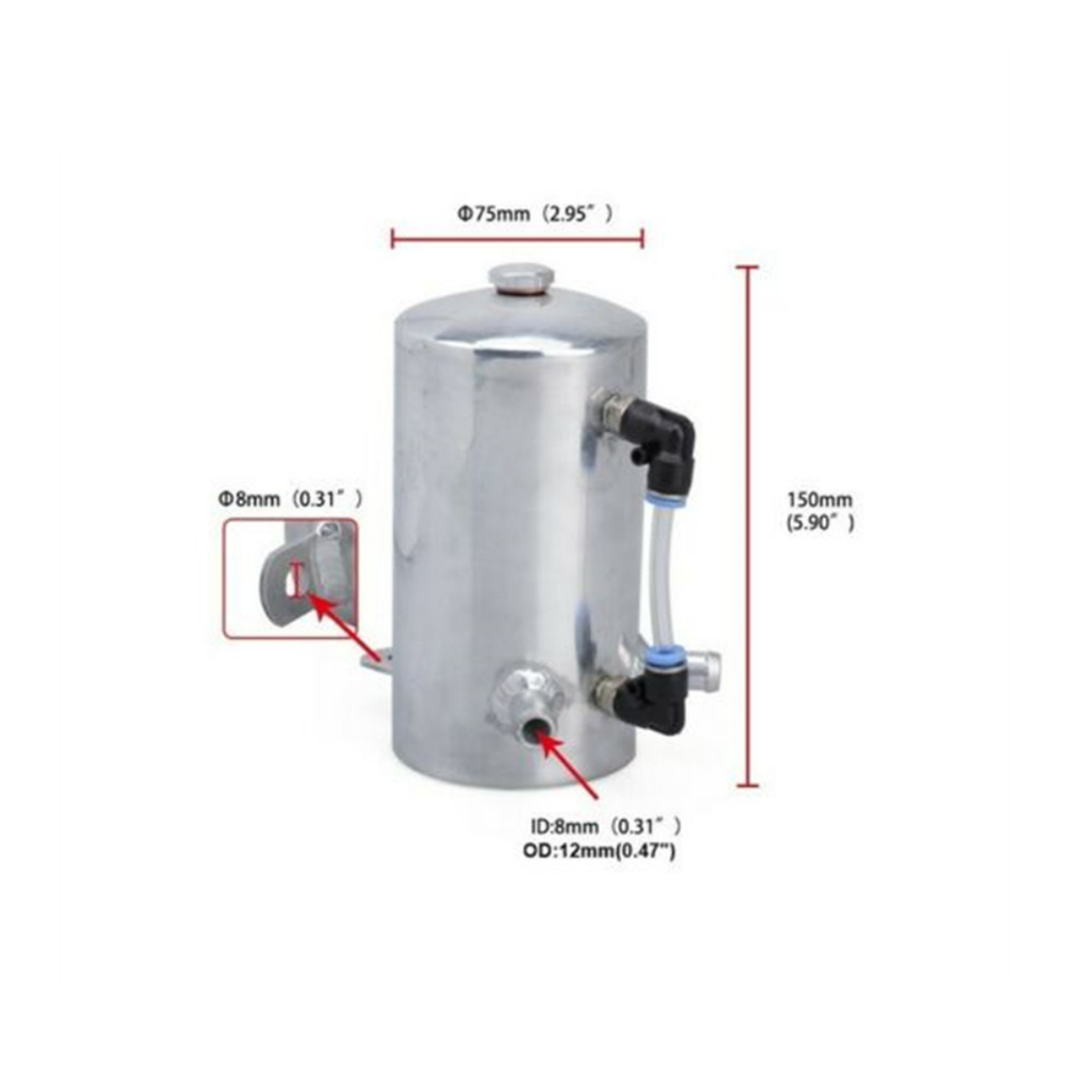 500ml Oil Catch Can Kit 2 Port Reservoir Tank with Drain Plug Polished Aluminum For LS1 LS2 LS3 LS4 LS6 oil catch can