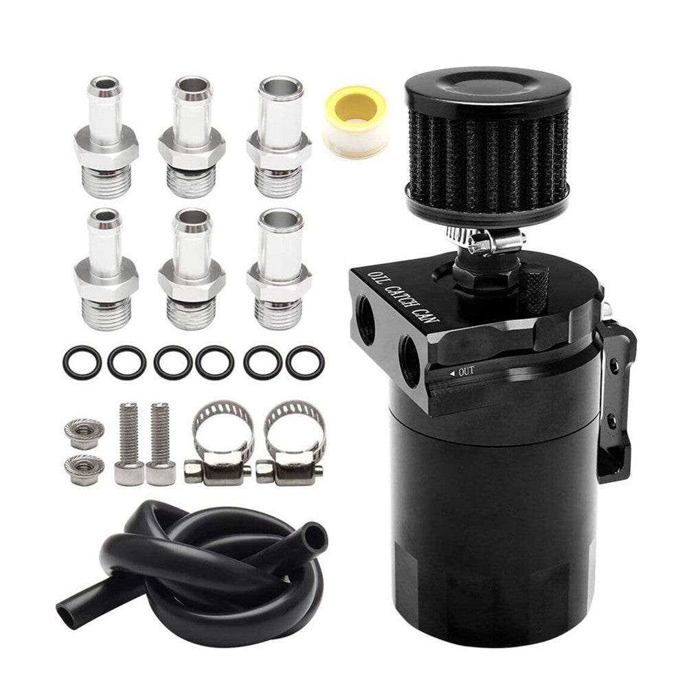 Universal Car Oil Catch Can Kit Reservoir Tank 300ml With Breather 3/8" Black Aluminum oil catch can