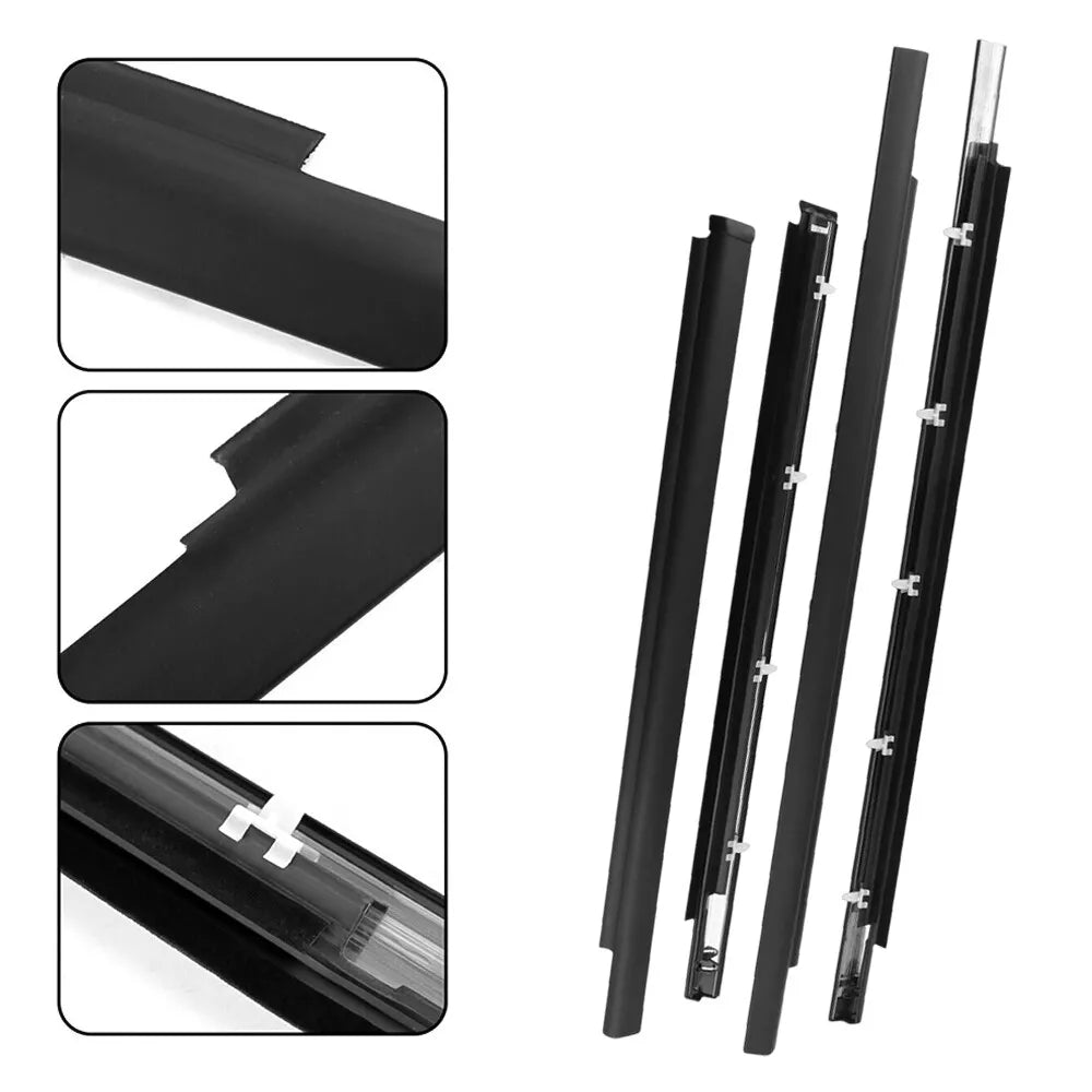 4Pcs Car Window Weatherstrip Black For Toyota Sequoia 1999-2007 Car Weatherstrip Window Moulding Trim 75710-0C010 75730-0C010 weatherstrip