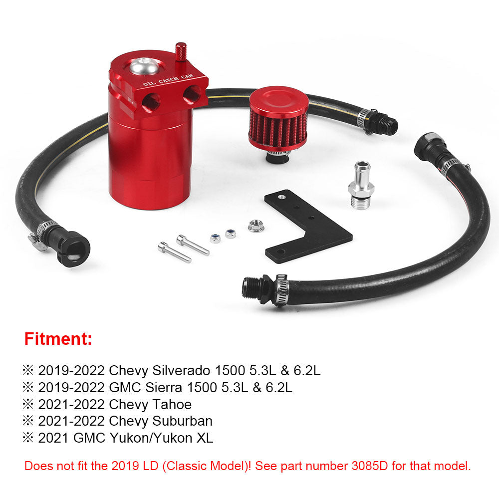 Oil Separator Clear Car Oil Catch Can For Chevy Silverado For GMC Sierra 1500 5.3L & 6.2L 2019-2022 For Tahoe For Suburban 2021+ oil catch can