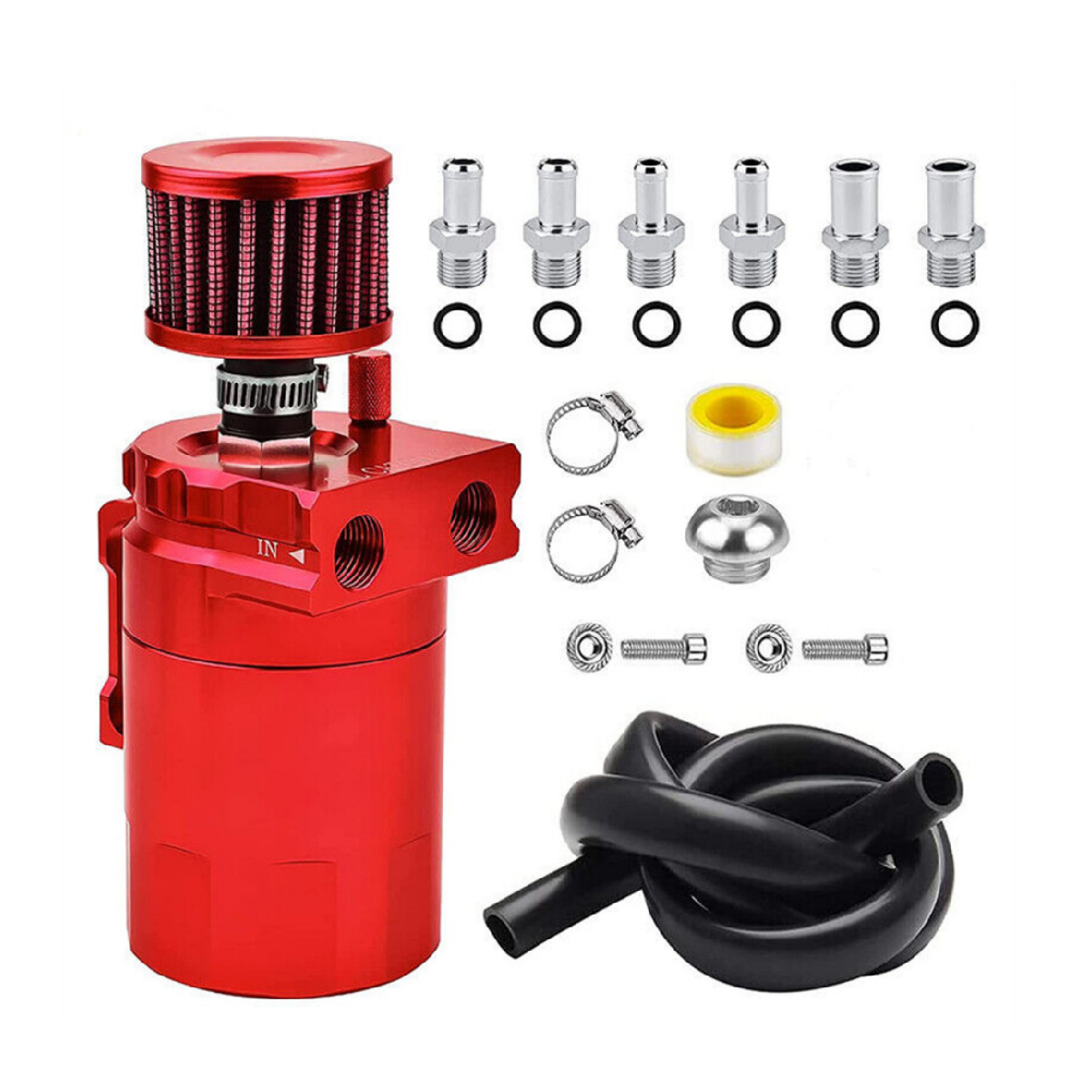 Universal Car Oil Catch Can Kit Reservoir Tank 300ml With Breather 3/8" Black Aluminum oil catch can