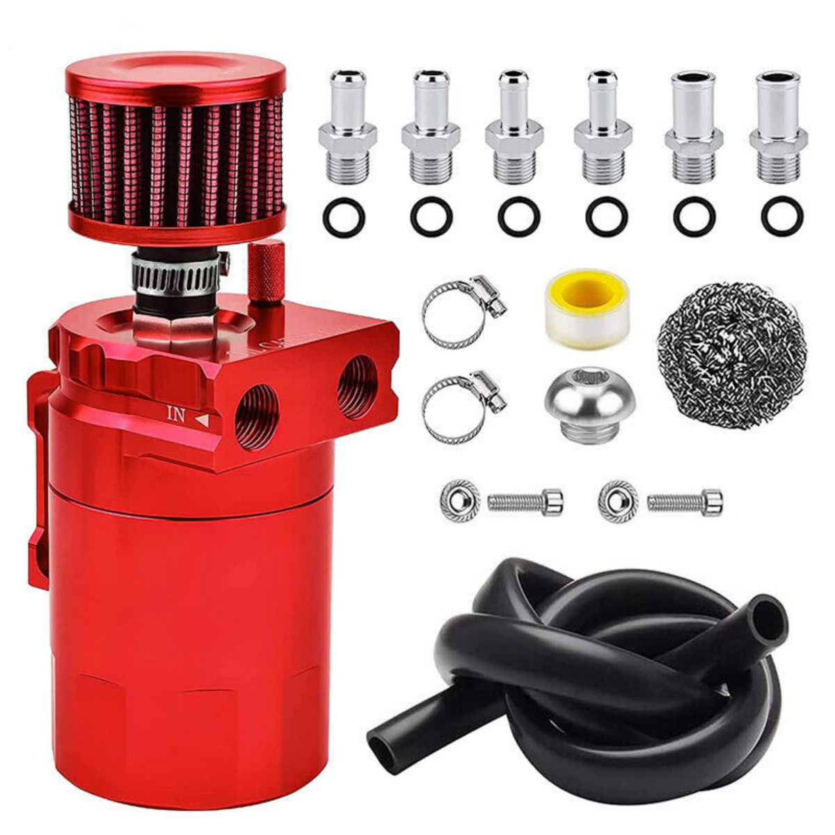 Universal Car Oil Catch Can Kit Reservoir Tank 300ml With Breather 3/8" BLUE Aluminum oil catch can