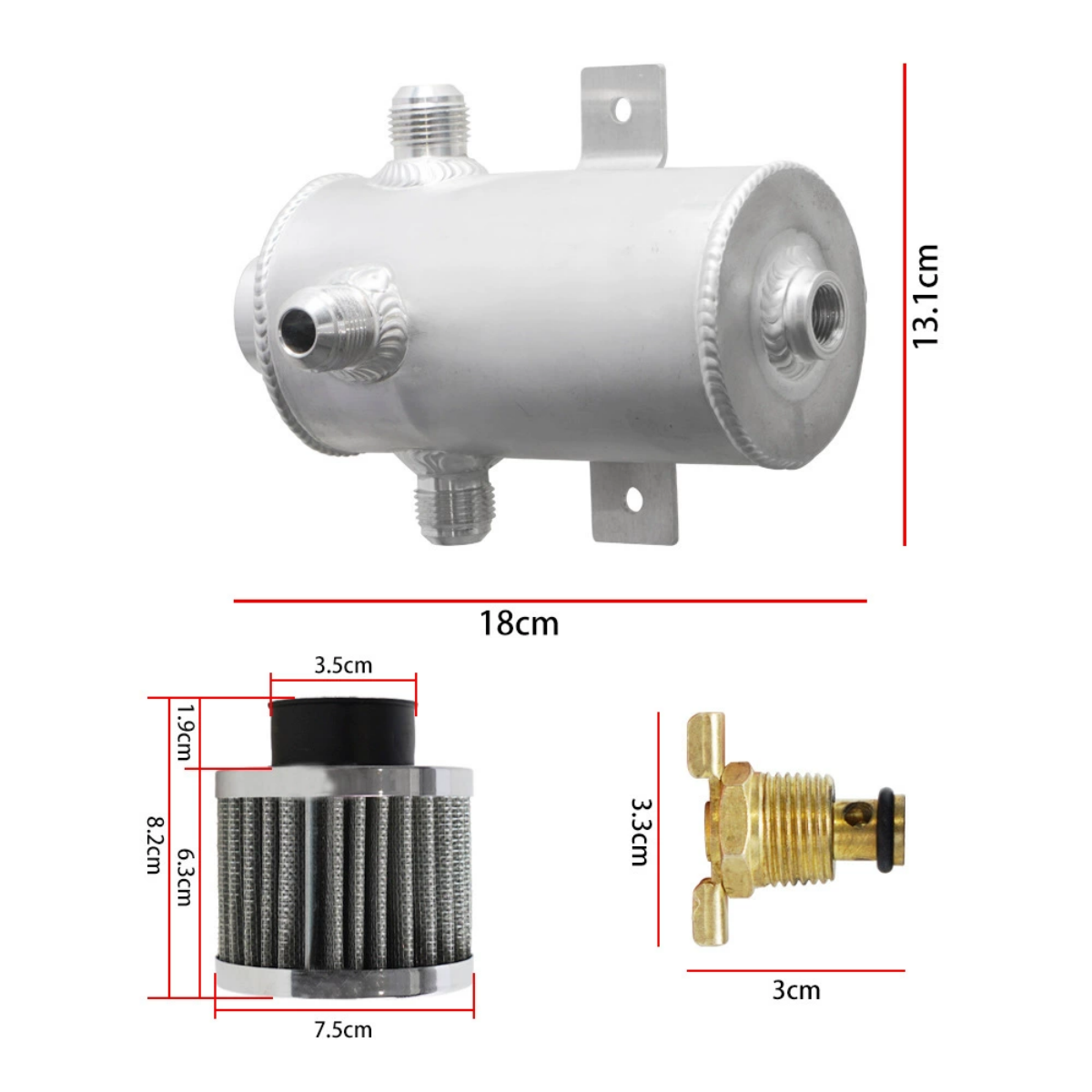 Universal Oil Catch Tank Can Aluminum AN10 3 Port Baffled Breather Filter 750ml Reservoir oil catch can