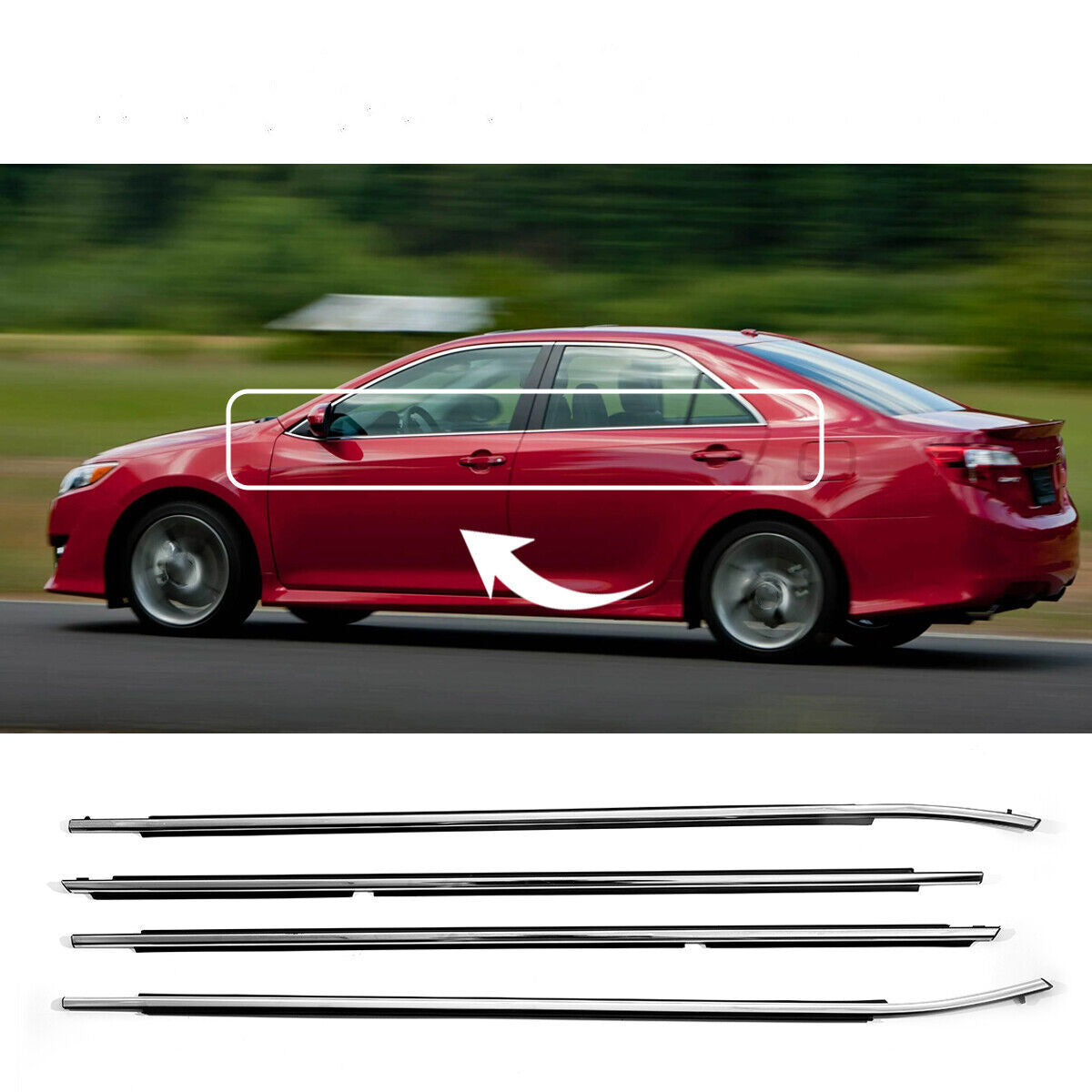 4Pcs Car Window Weatherstrip Chrome For Toyota Camry 2012-2014 Car Weatherstrip Window Moulding Trim 75710-06130 75720-06130 75730-06110 75740-06110 weatherstrip