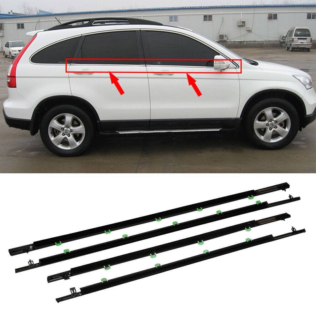 4Pcs Car Window Weatherstrip Black For Honda CRV 2007-2011 Car Weatherstrip Window Moulding Trim 72450-SWA-A01 72410-SWA-A01 72950-SWA-A01 72910-SWA-A01 weatherstrip