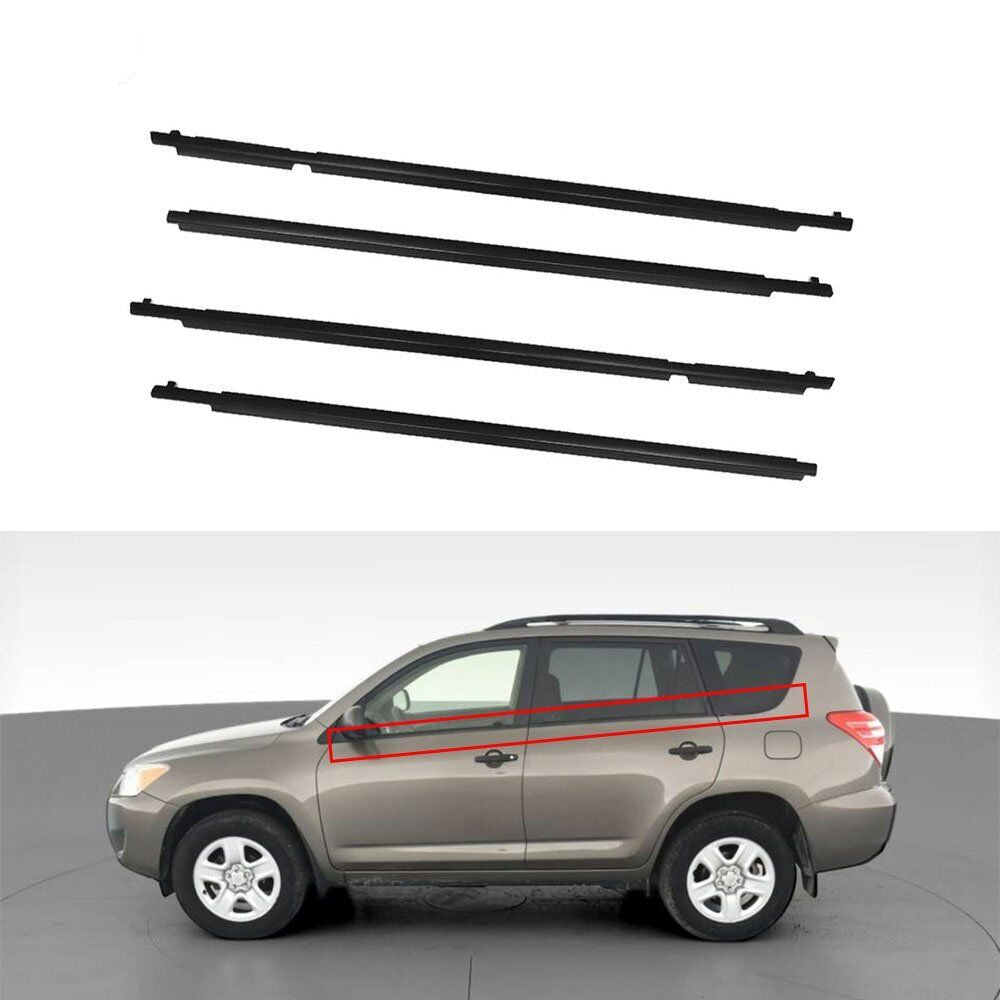 4Pcs Car Window Weatherstrip Black For Toyota RAV4 2009-2012 Car Weatherstrip Window Moulding Trim 75720-0R020 75710-0R020 75740-0R020 75730-0R020 weatherstrip