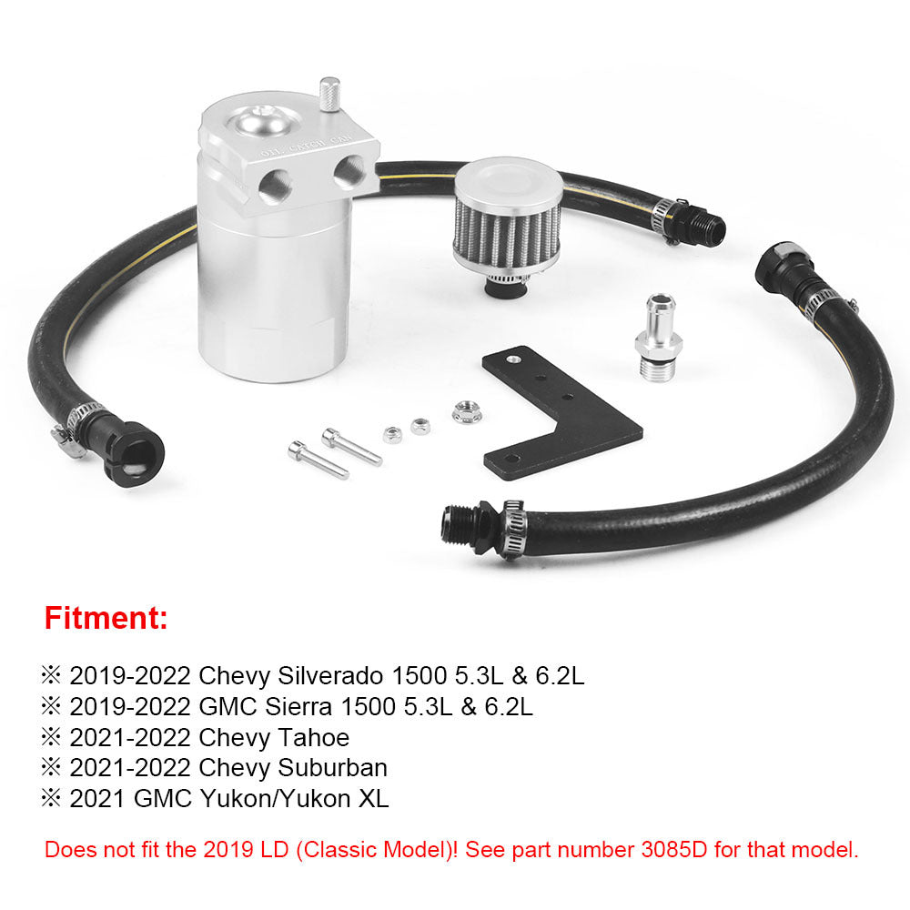 Oil Separator Clear Car Oil Catch Can For Chevy Silverado For GMC Sierra 1500 5.3L & 6.2L 2019-2022 For Tahoe For Suburban 2021+ oil catch can
