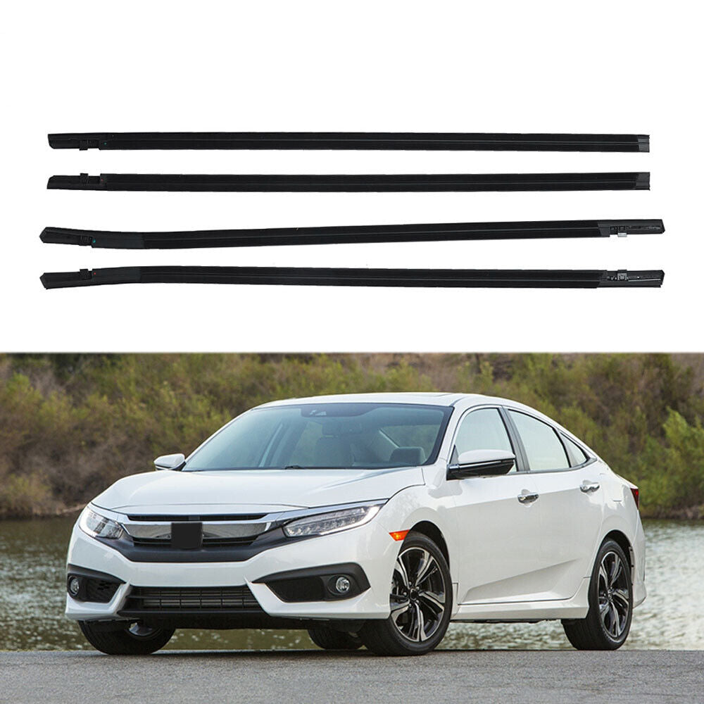 4Pcs Car Window Weatherstrip For Honda civic 2016-2019 Car Weatherstrip Window Moulding Trim 72450-TBA-A01 72410-TBA-A01 72950-TBA-A01 72910-TBA-A01 weatherstrip