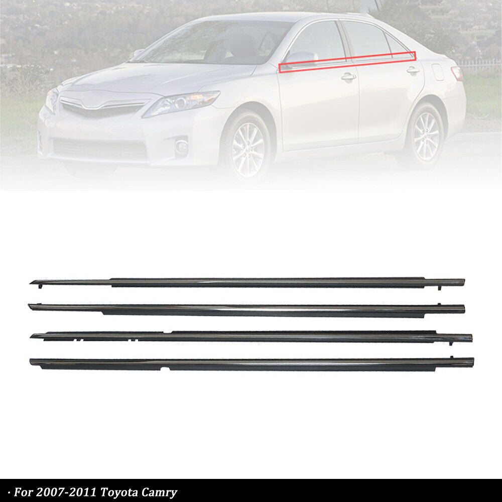 4Pcs Car Window Weatherstrip Black For Toyota Camry 2006-2011 Car Weatherstrip Window Moulding Trim 75720-06080 75730-06060 75740-06060 75710-06080 weatherstrip